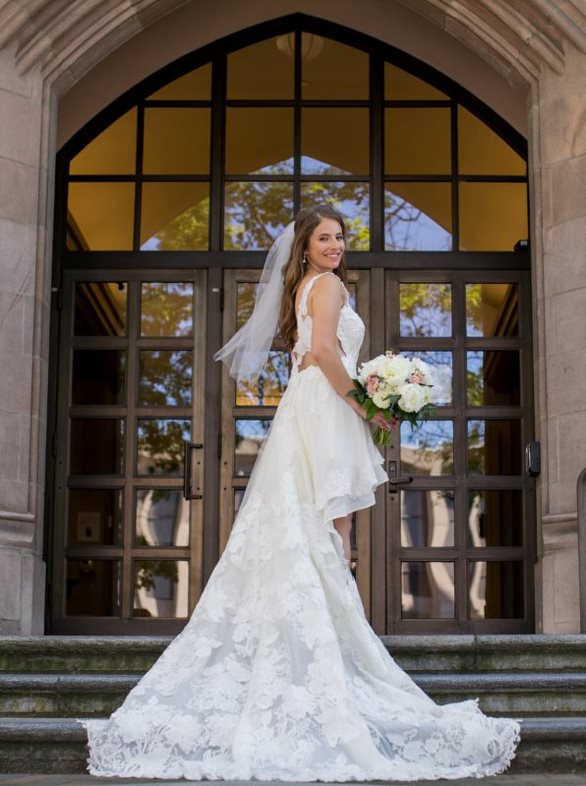 Ivory Embroidered Lace Wedding Dress