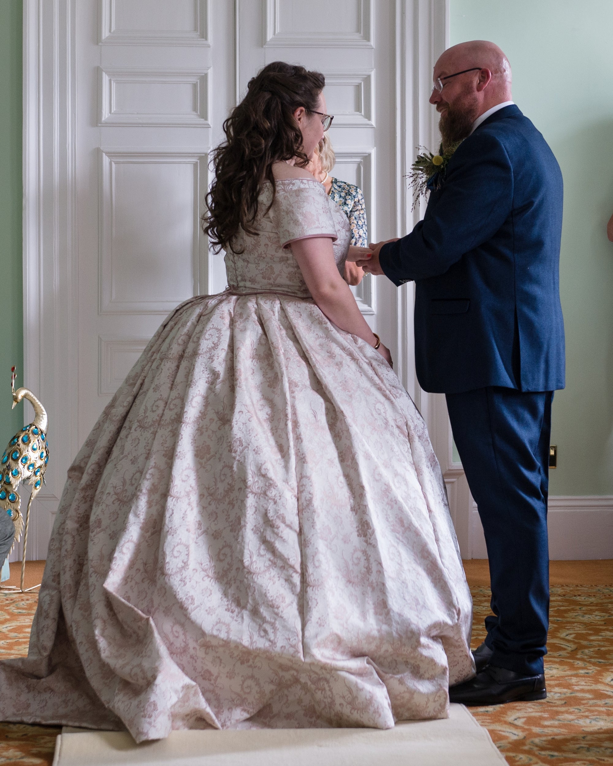 A beautiful period brocade wedding dress