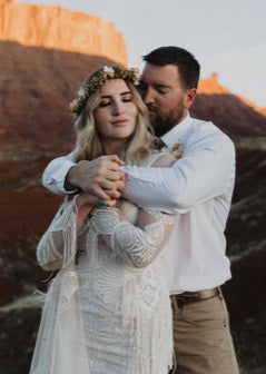 A vintage style wedding dress using non-floral lace Harriet