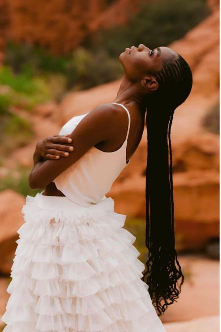 Ivory organza ruffle skirt using Addison 1