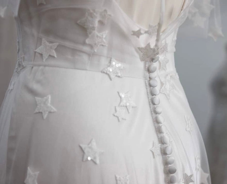 star embroidered wedding dress A-line Spaghetti Straps Rustic Wedding Dresses Star Decoration Bridal main image 0