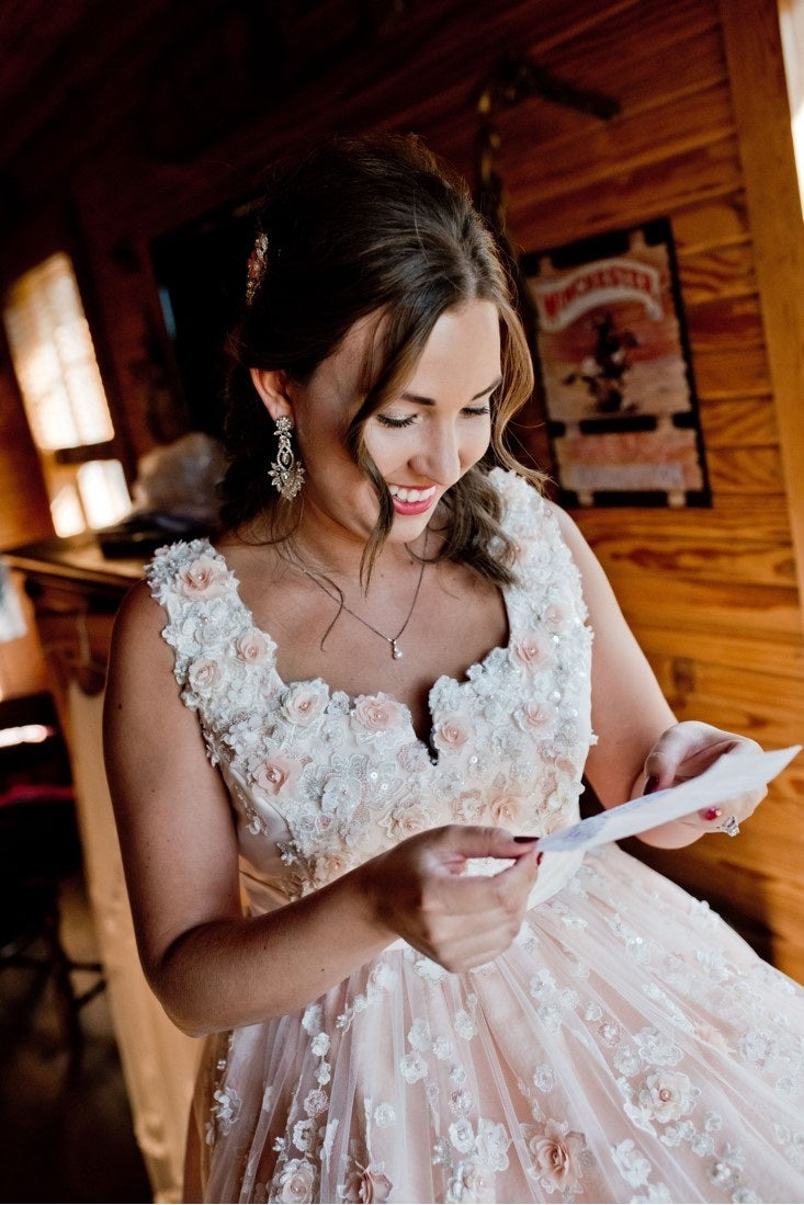 Wedding dress with 3d blush and ivory lace Eugenie 8