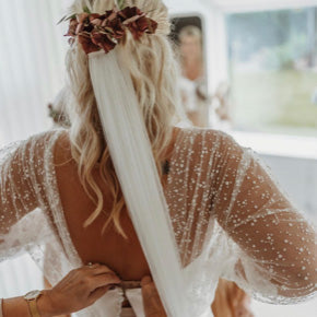 Flocked Tulle for Wedding Dress Design