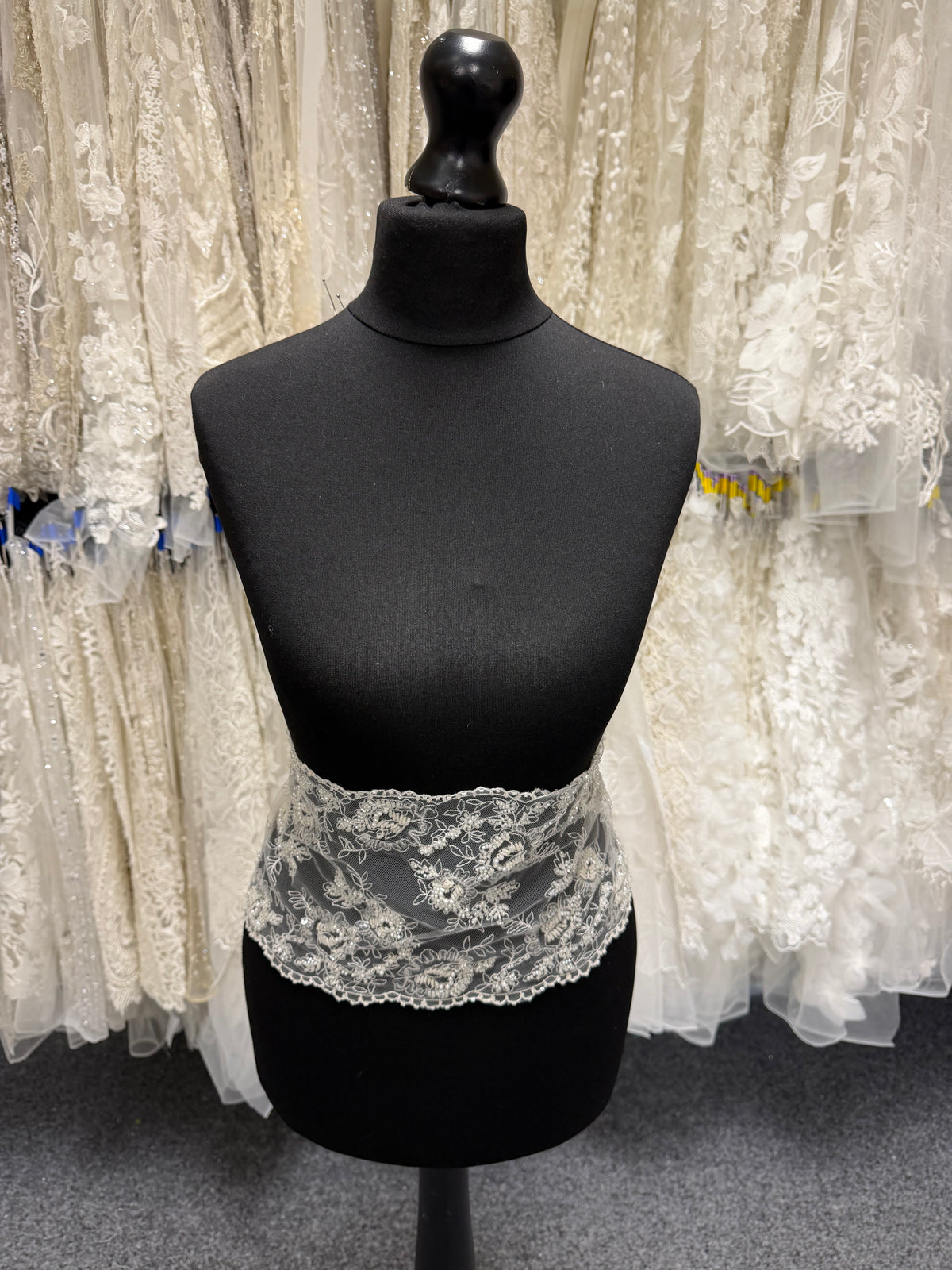 Ivory Bead and Sequin Embellished Lace Trim - T277
