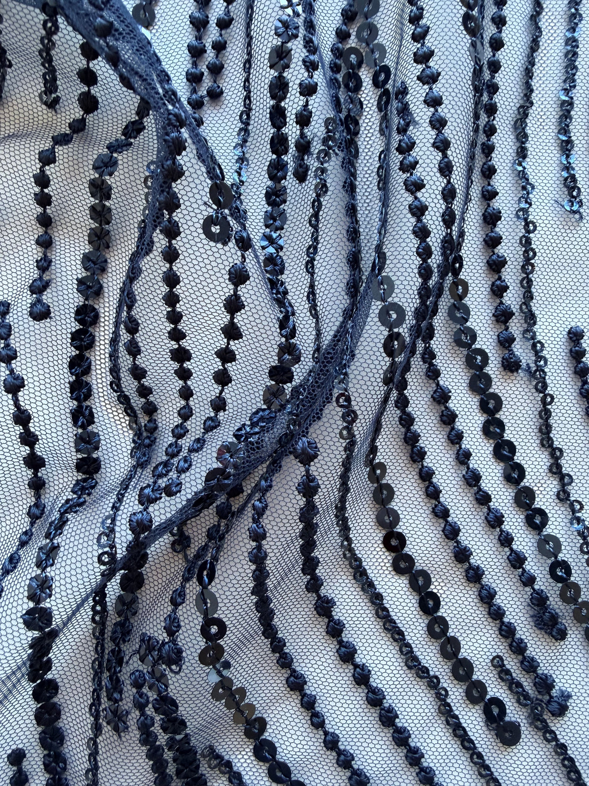 Navy Sequin Lace - EB3011