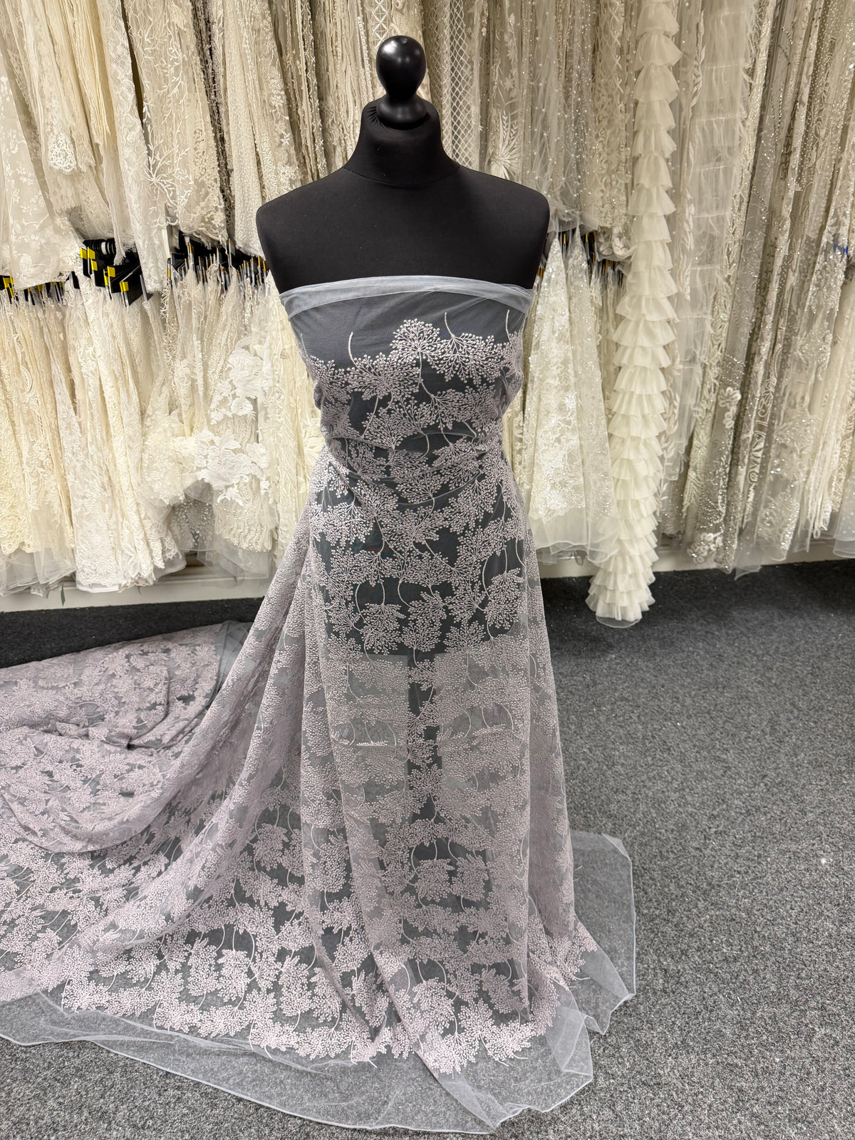 Lavender Floral Embroidery Lace - EB5037