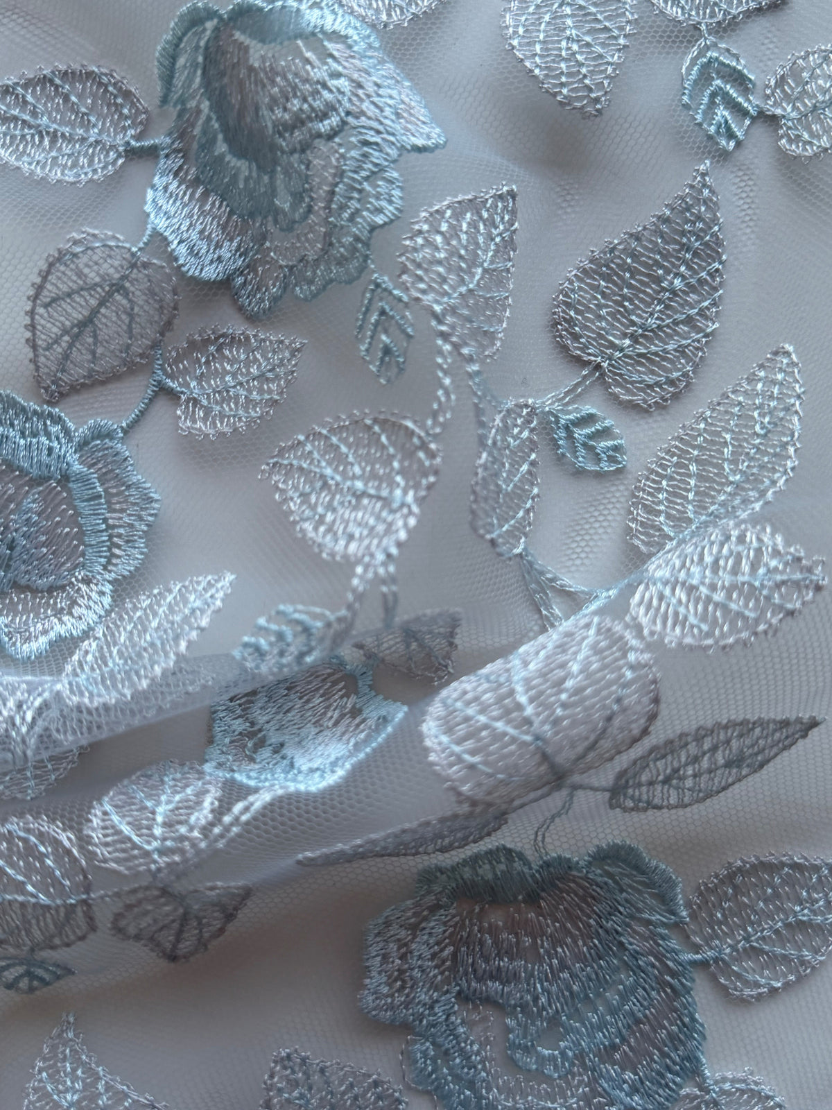 Silver and Blue Embroidery Lace - EB5042