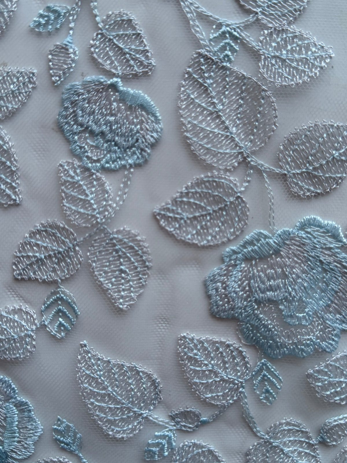 Silver and Blue Embroidery Lace - EB5042