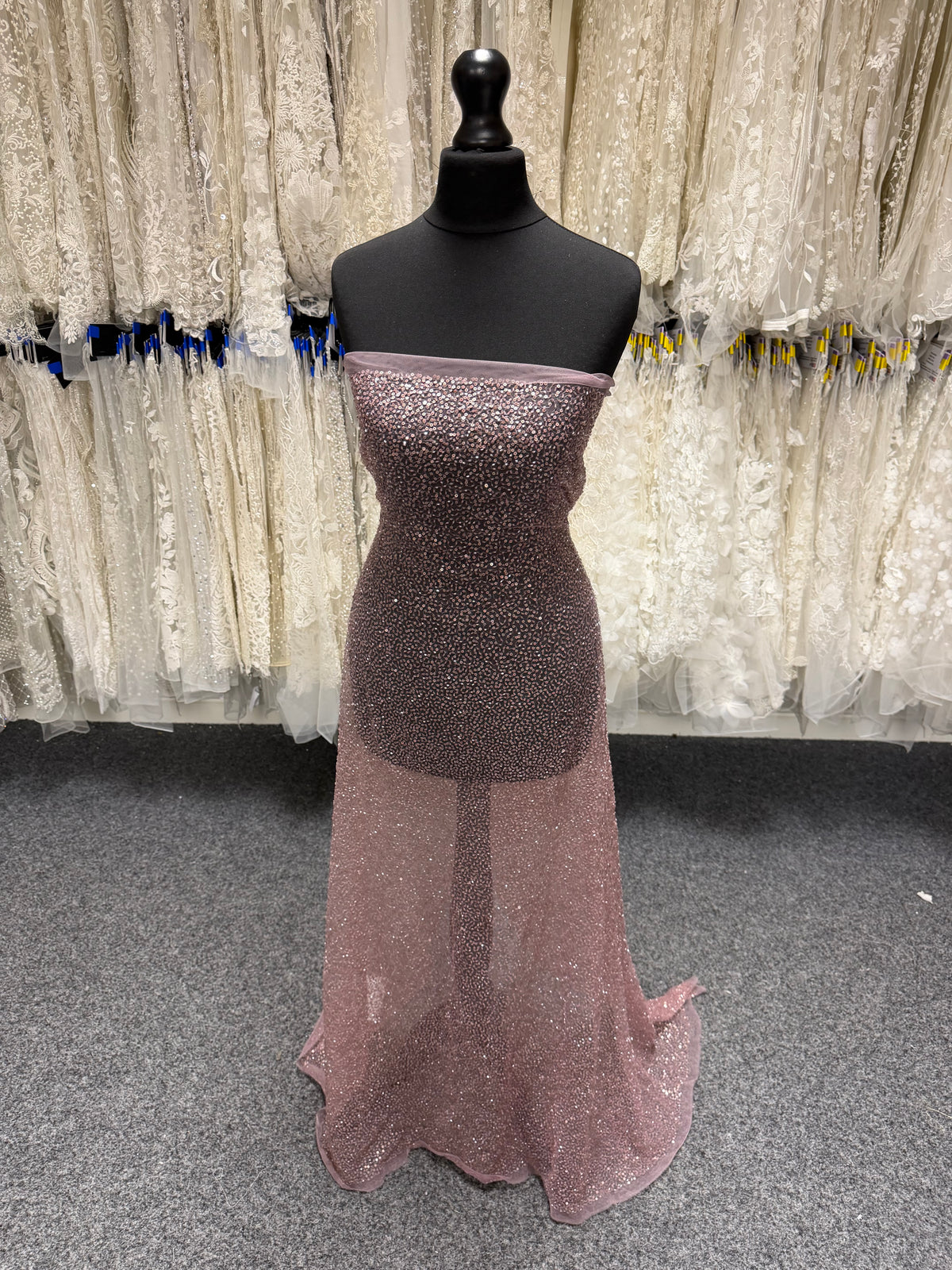 Mulberry Embroidered Beaded Tulle - EB1103