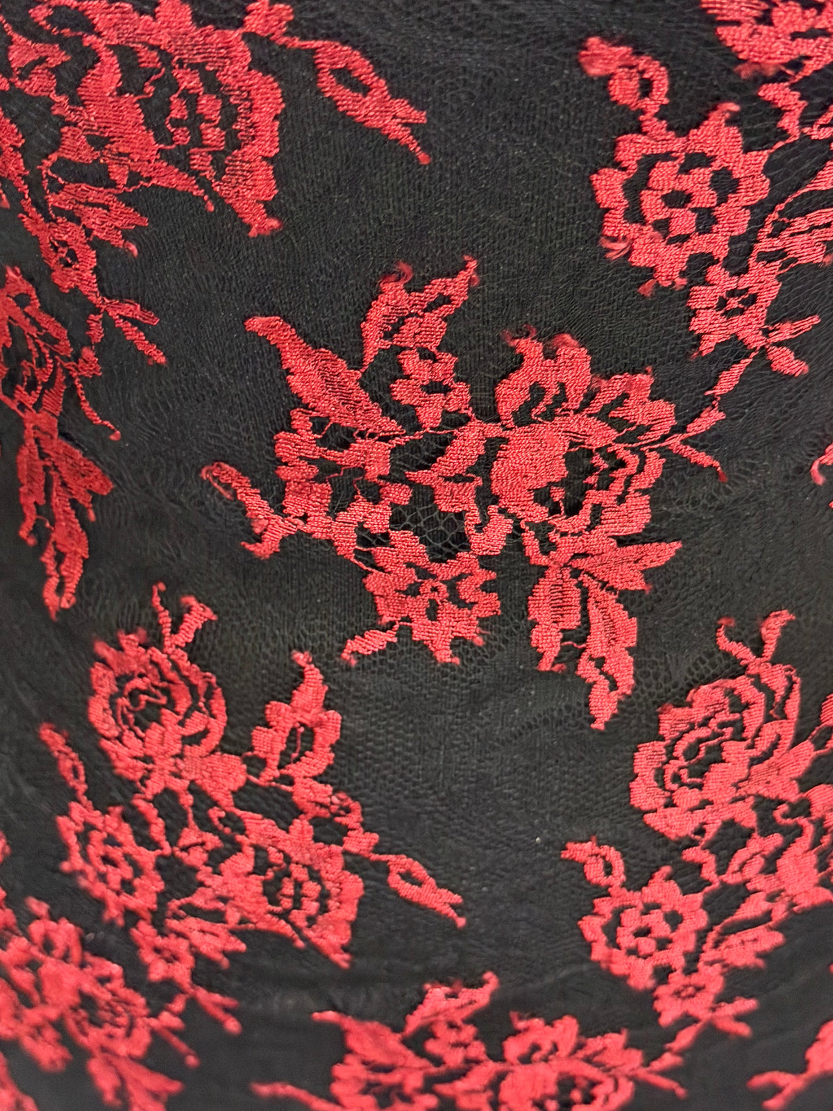 Wine & Black Chantilly Lace - P176