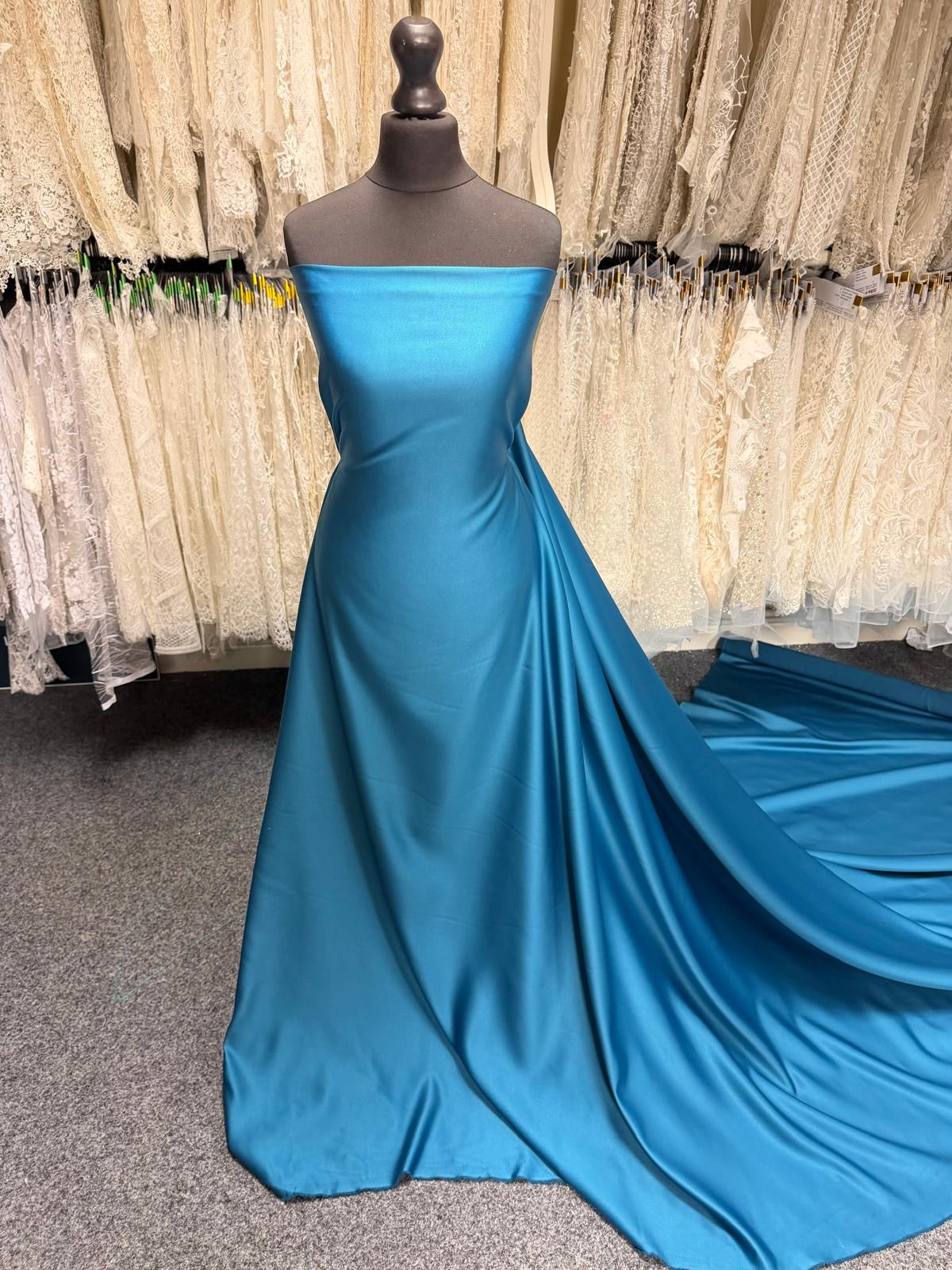 Teal Polyester Satin - Majestic