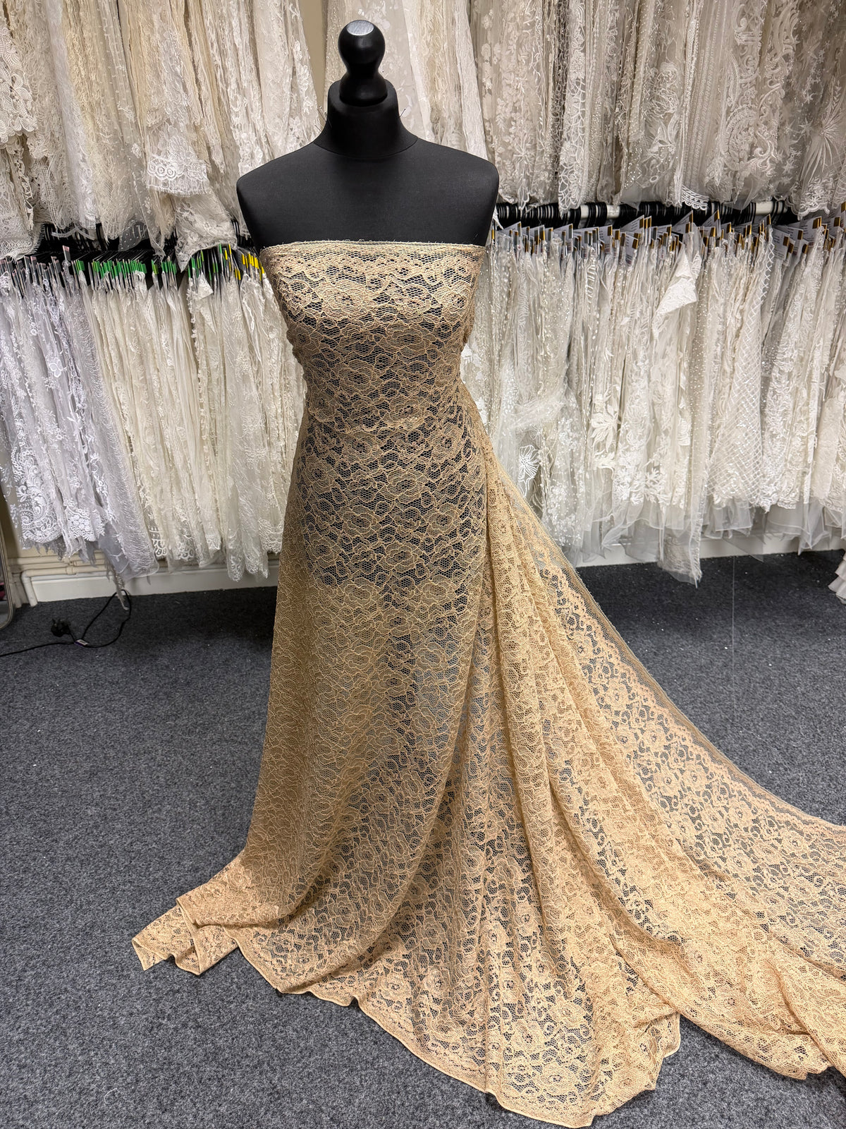 Beige Corded Stretch Lace - P619