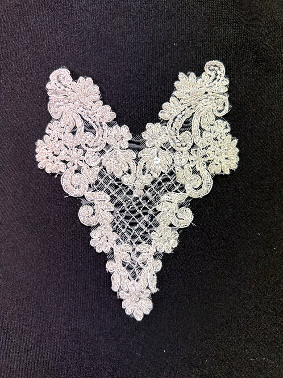 Ivory Beaded Applique - T902