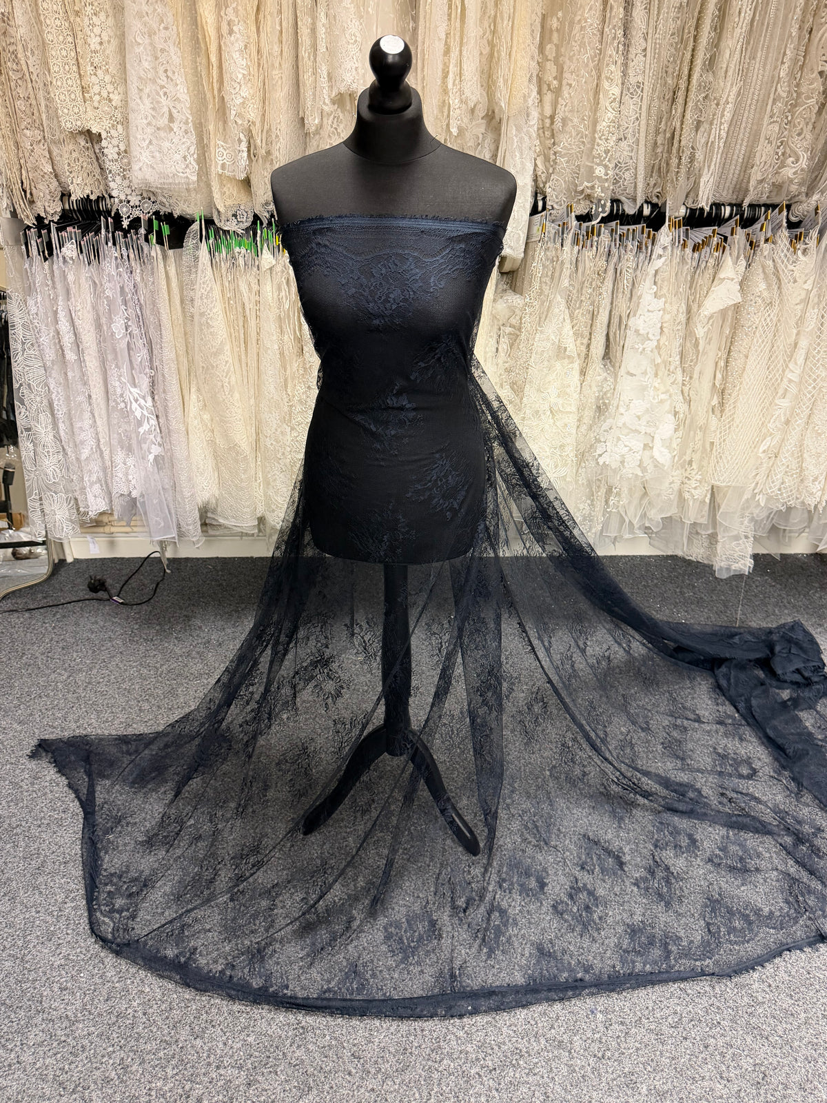 Navy Blue 100% Silk Italian Lace - P272