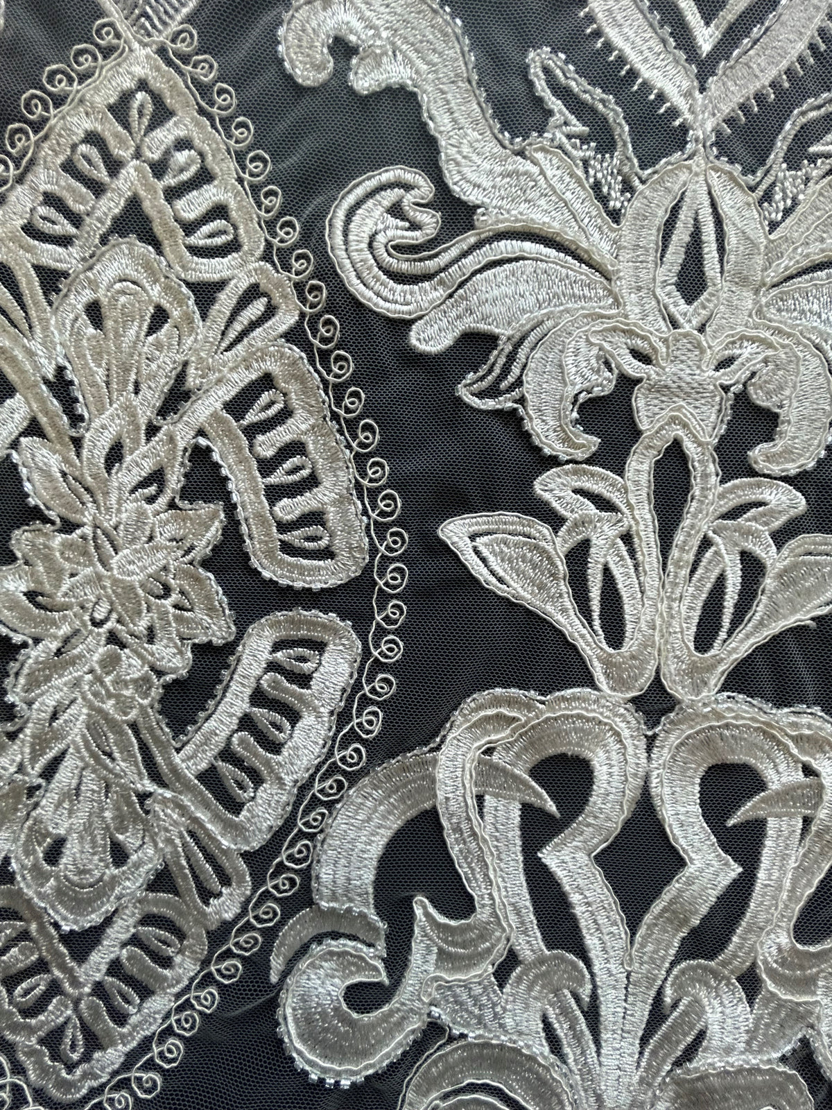 Ivory Embroidered and Beaded Lace - Albertina