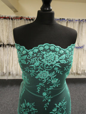 Aqua Beaded Embroidery Lace - Halo