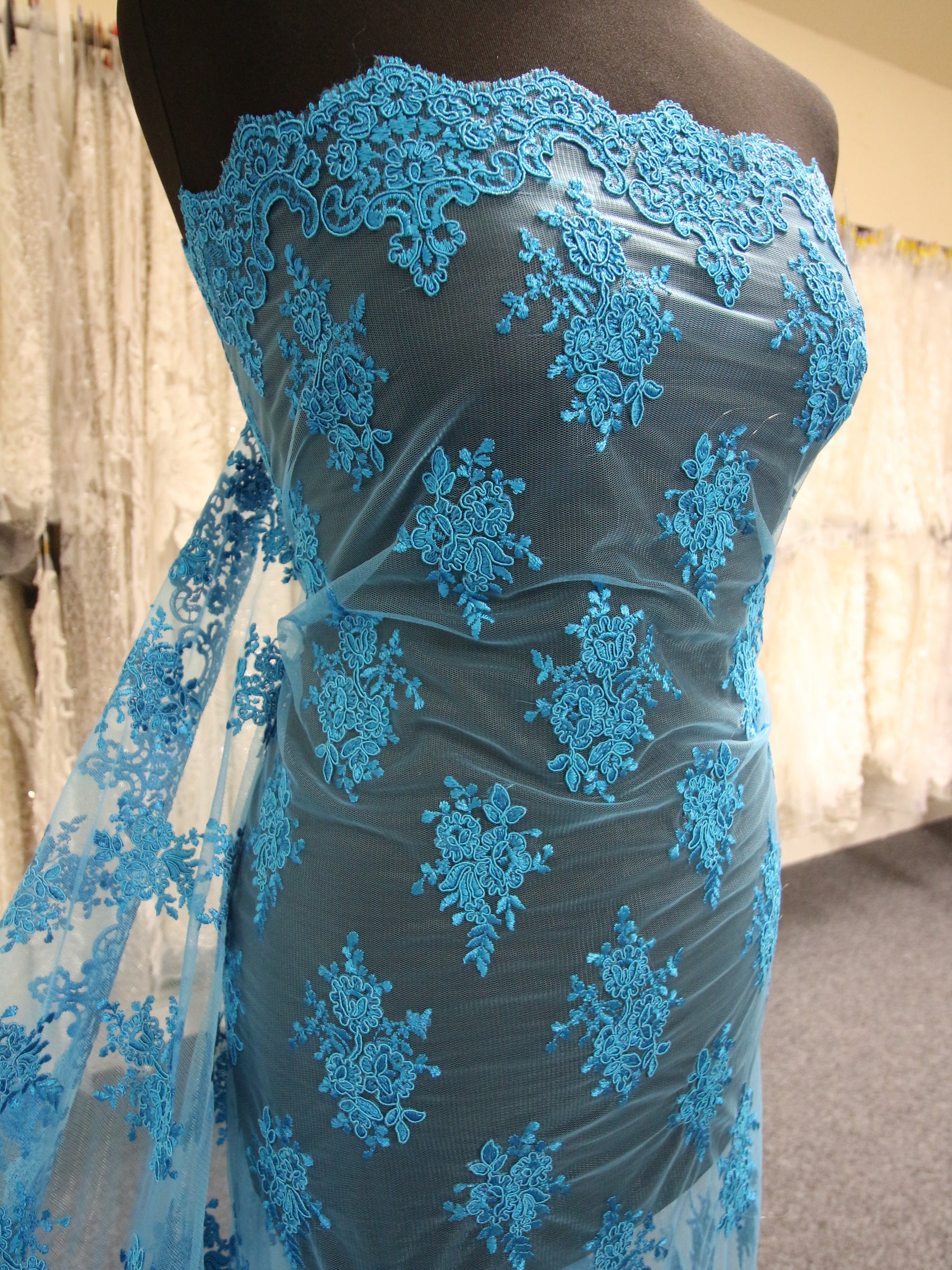 Aqua Corded Lace - Janis