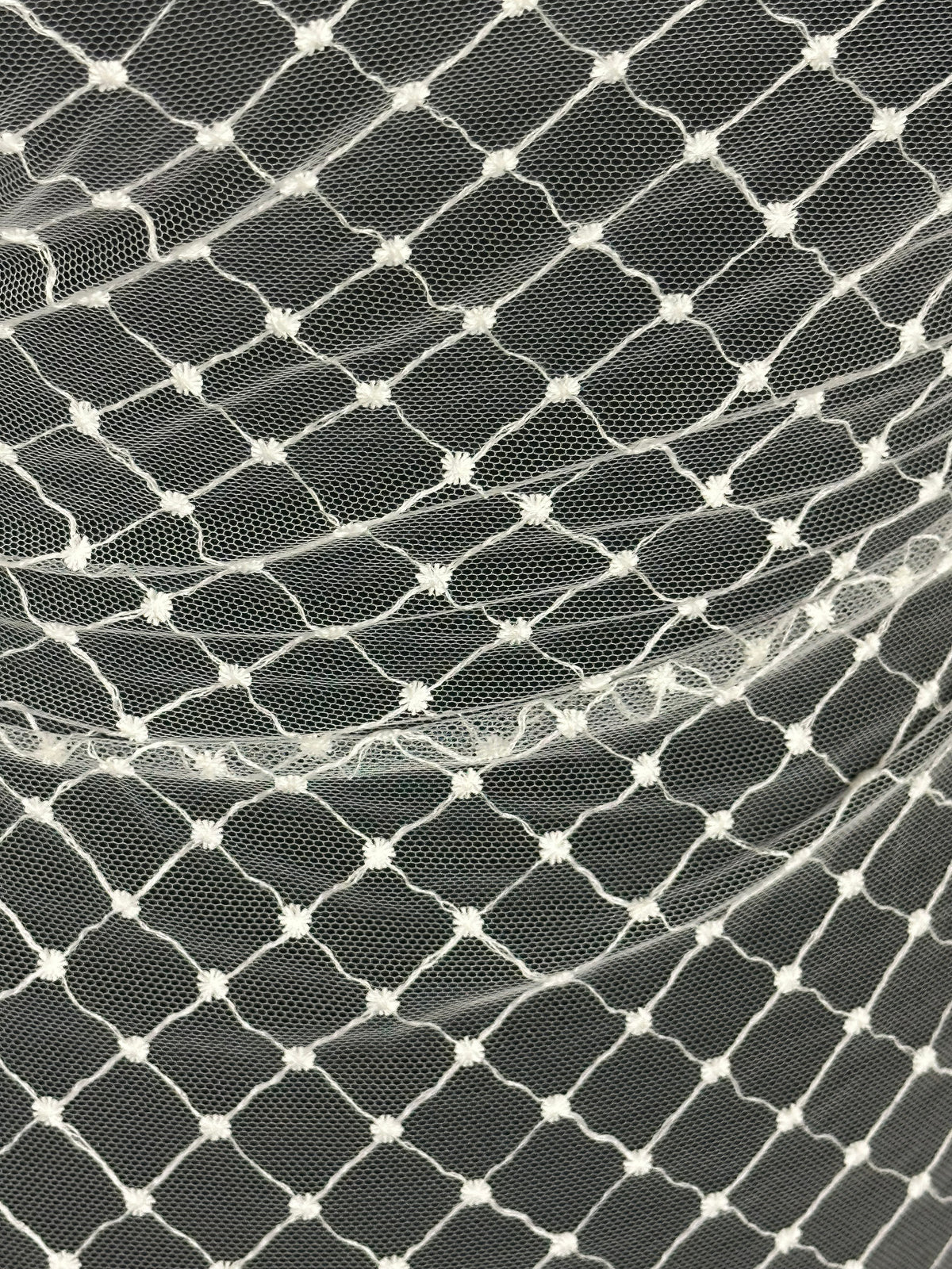 Ivory Embroidered Lattice Lace - Quadira