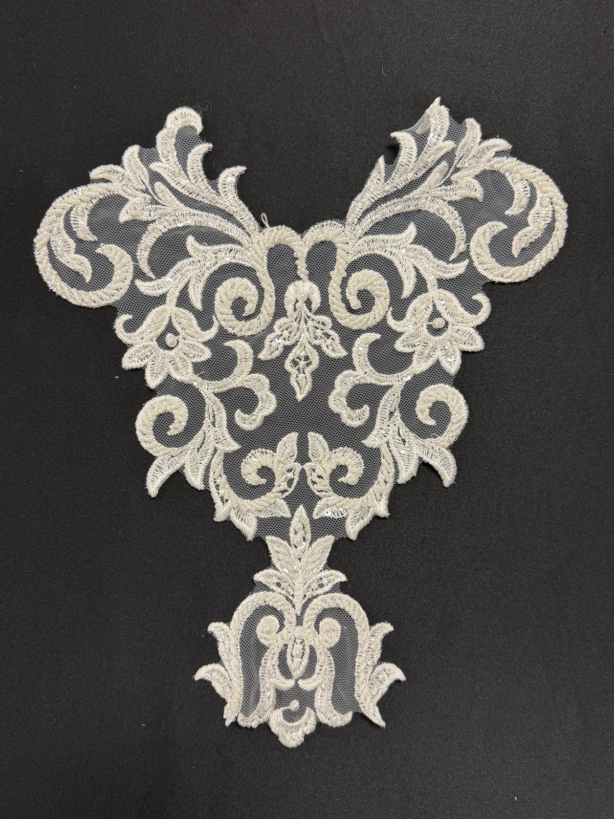 Ivory Beaded Lace Applique - T815