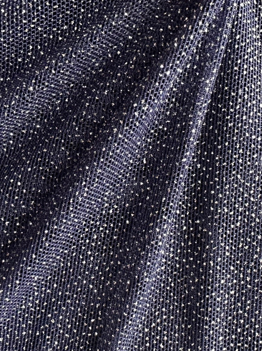 Navy Stretch Glitter Fabric - Bastion
