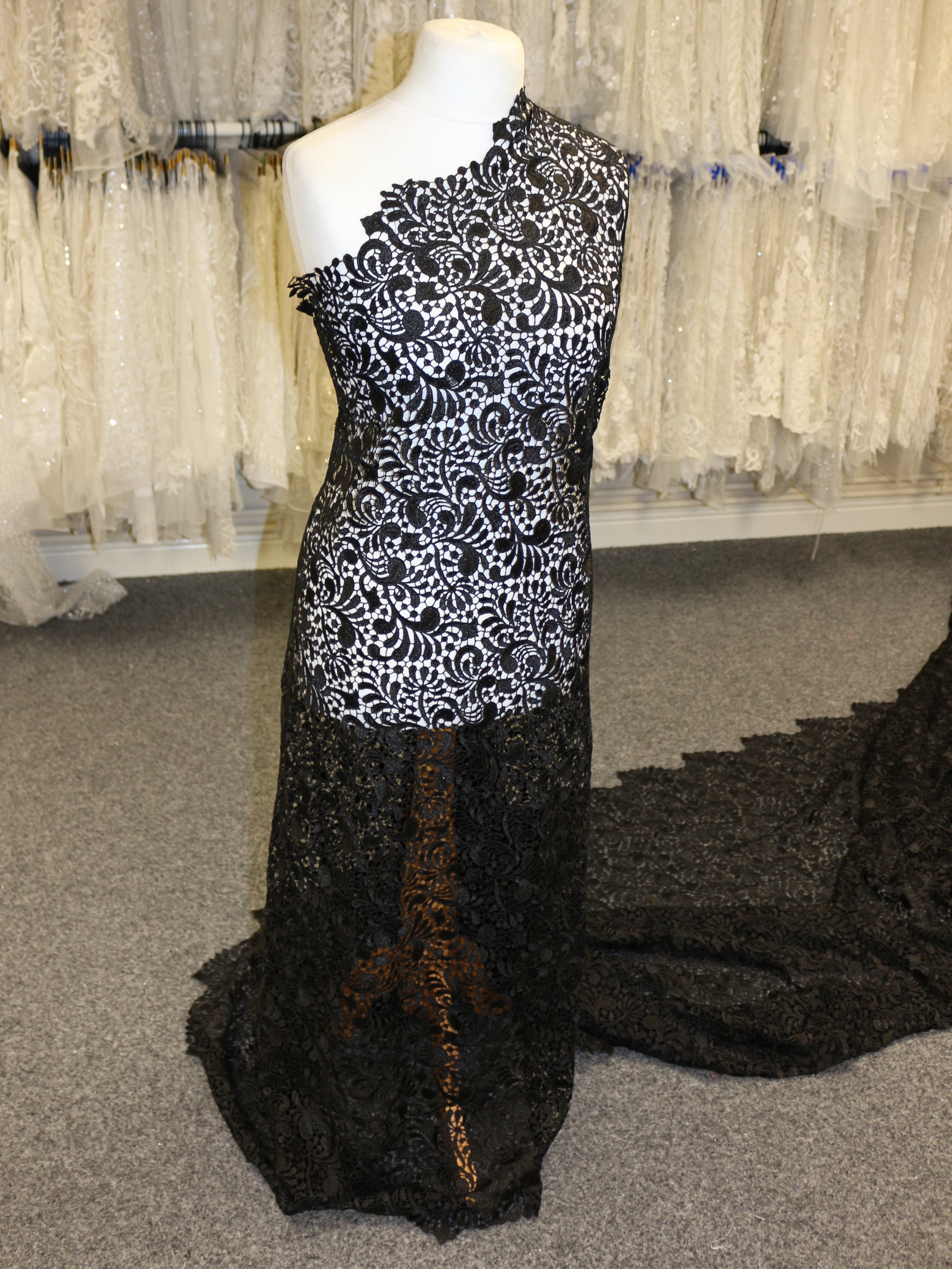 black guipure lace dress Black Guipure Lace Midi Dress