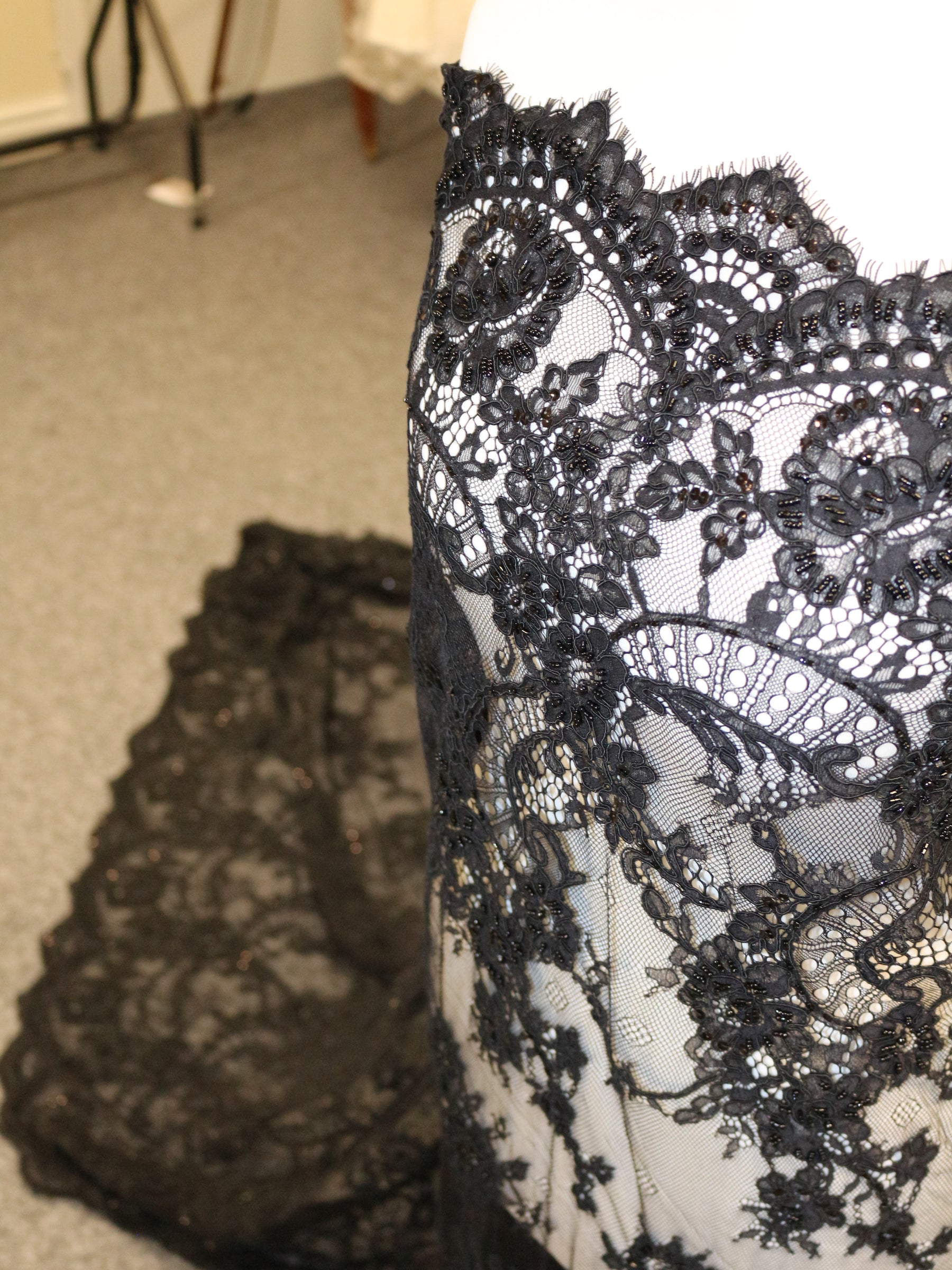 Black Beaded Lace - Ebony