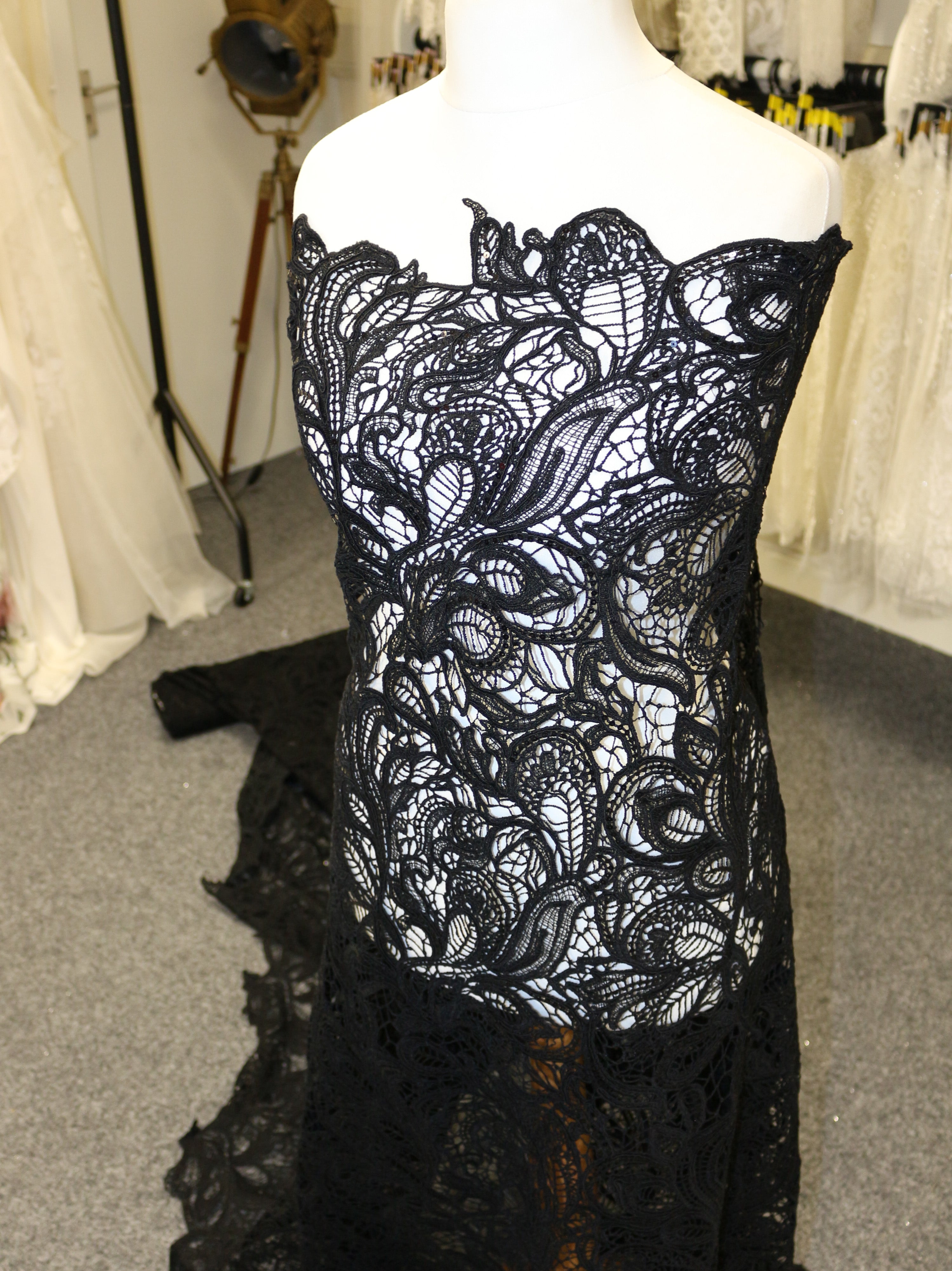 Black Corded & Sequinned Lace - Monet Black Corded & Sequinned Lace - Monet