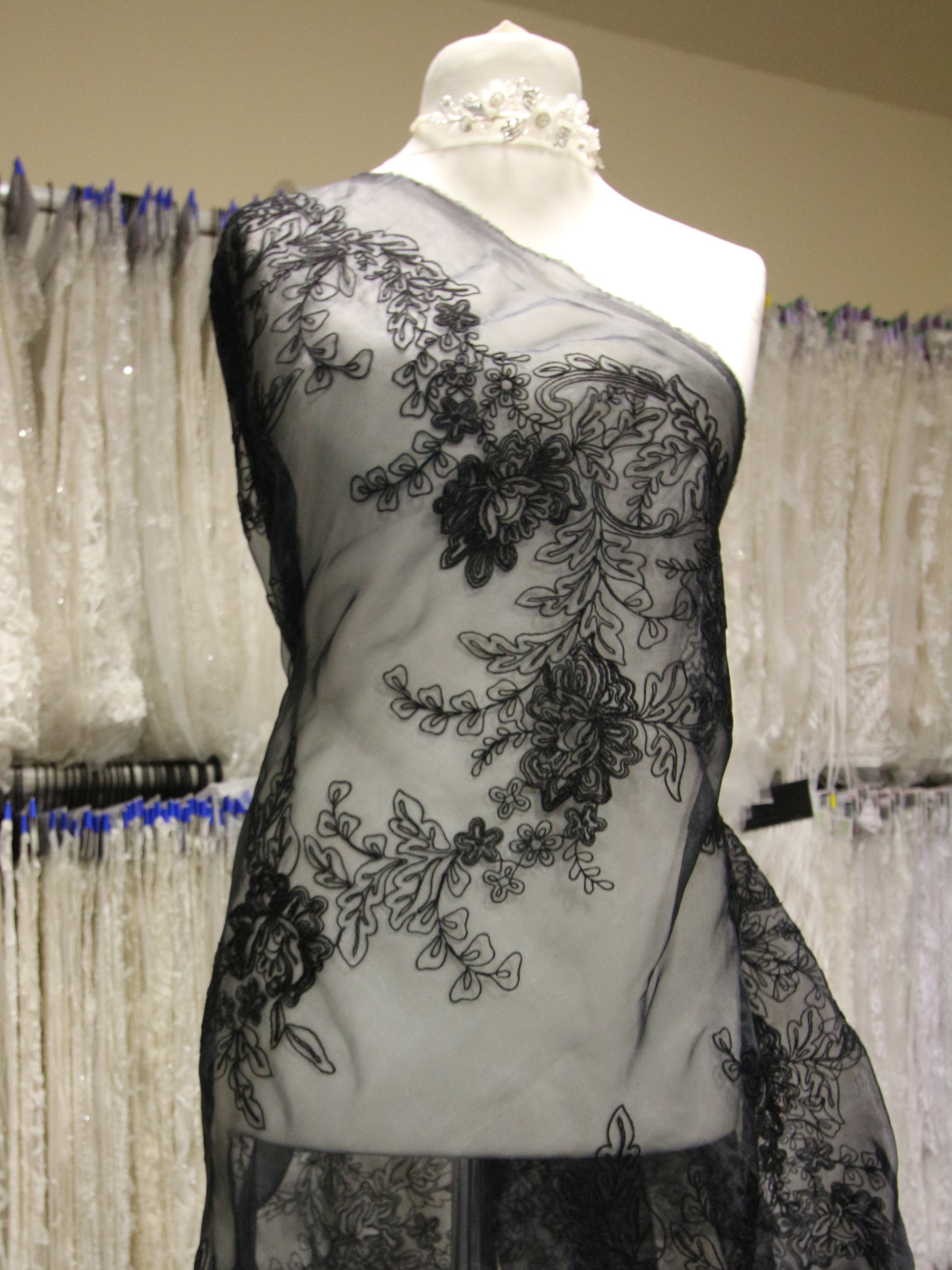 Black Embroidered Organza - Wanda