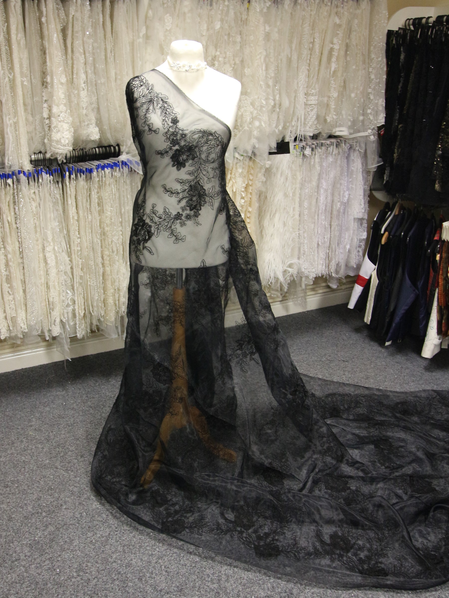 Black Embroidered Organza - Wanda