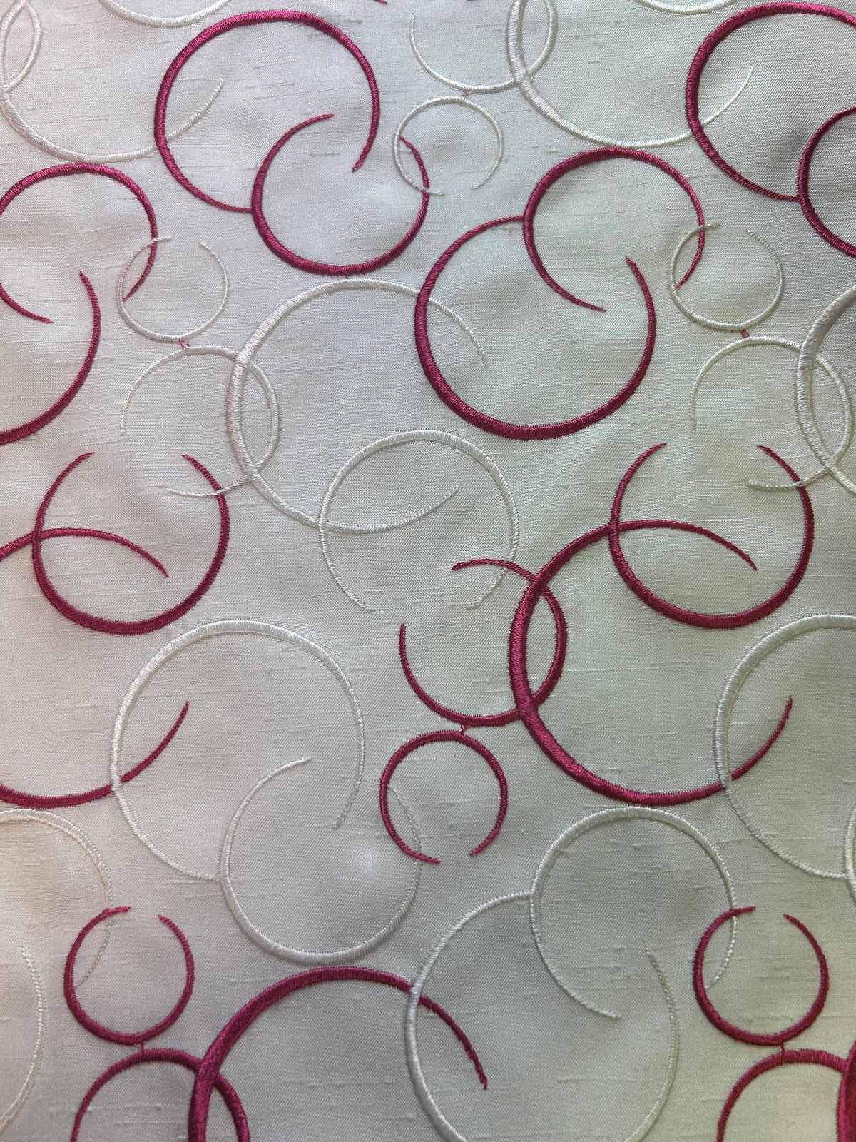 Raspberry Embroidered Fabric - Brooklyn