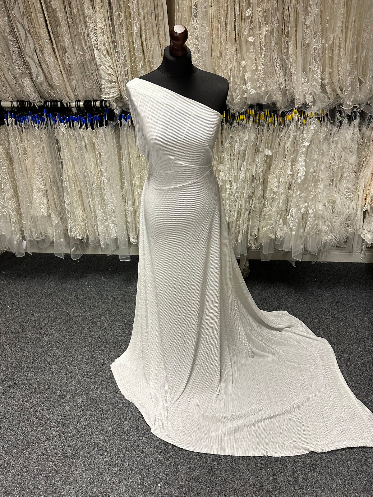 Ivory Pleated Polyester Fabric - Leeway