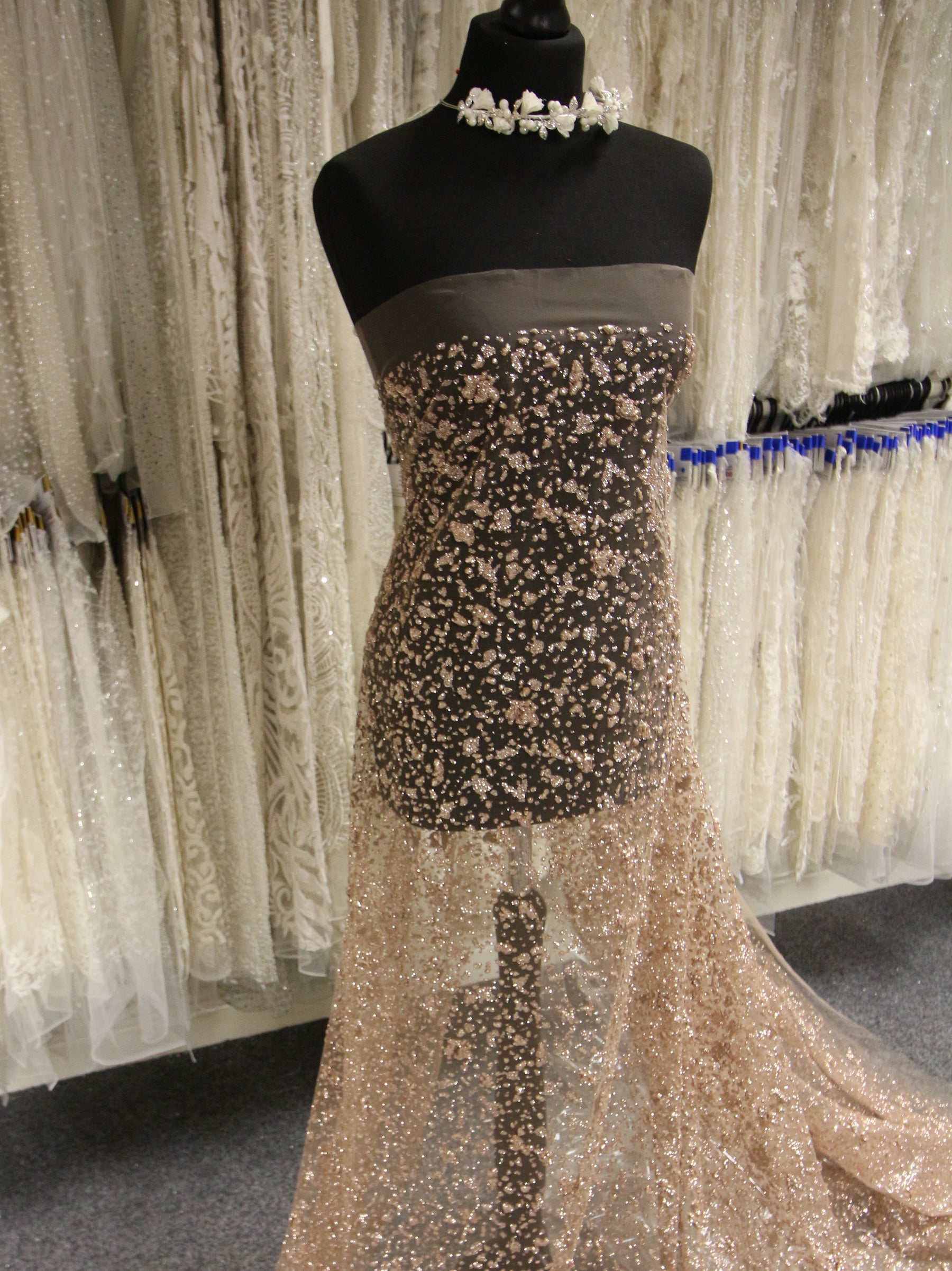 Caramel Glitter Puff Lace - Razzle Dazzle