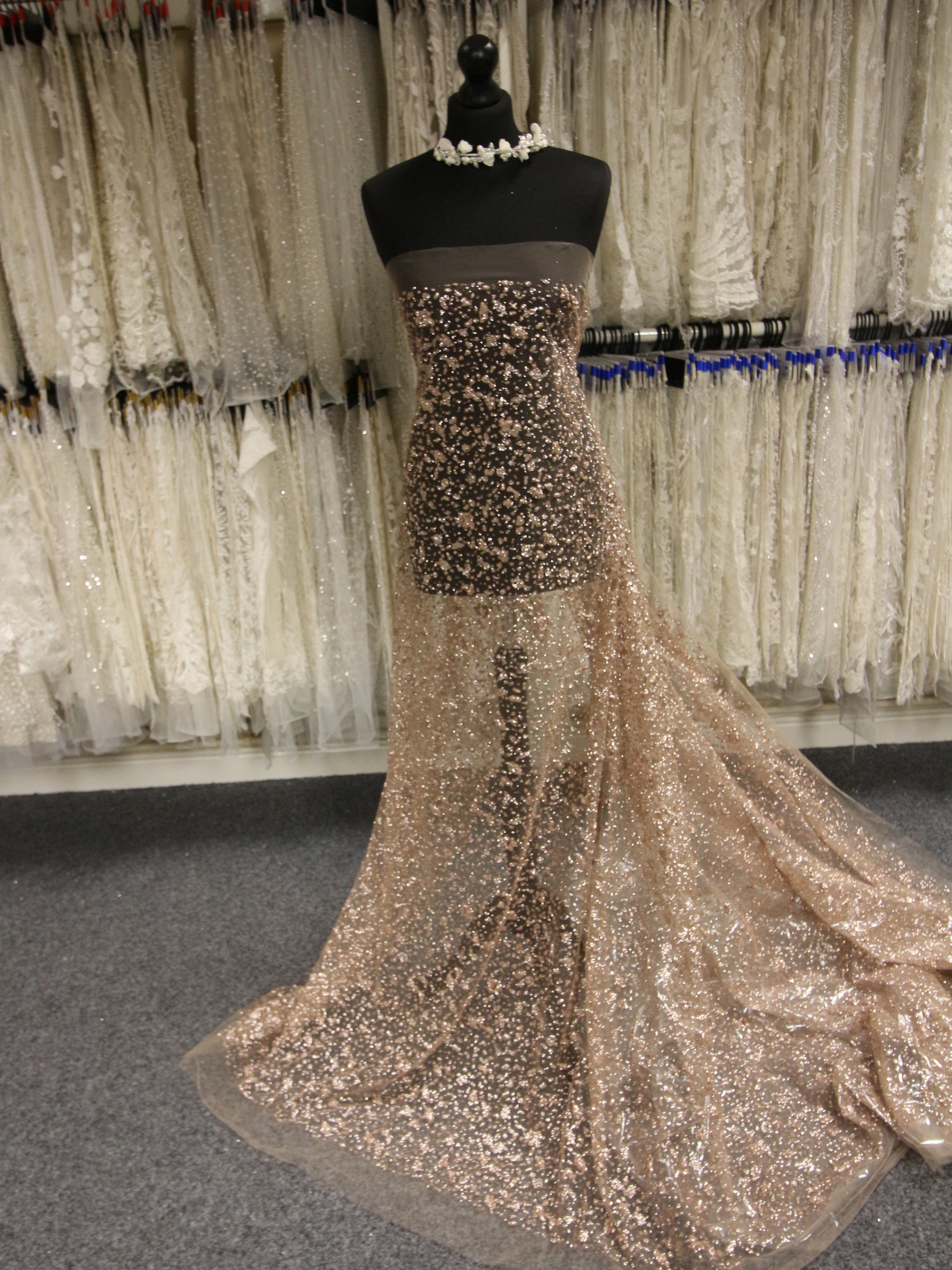 Caramel Glitter Puff Lace - Razzle Dazzle