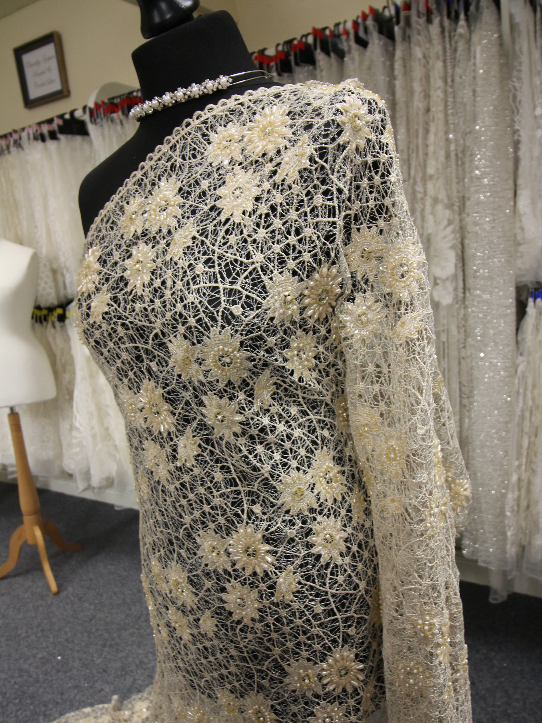 Champagne Beaded Lace - Louanda