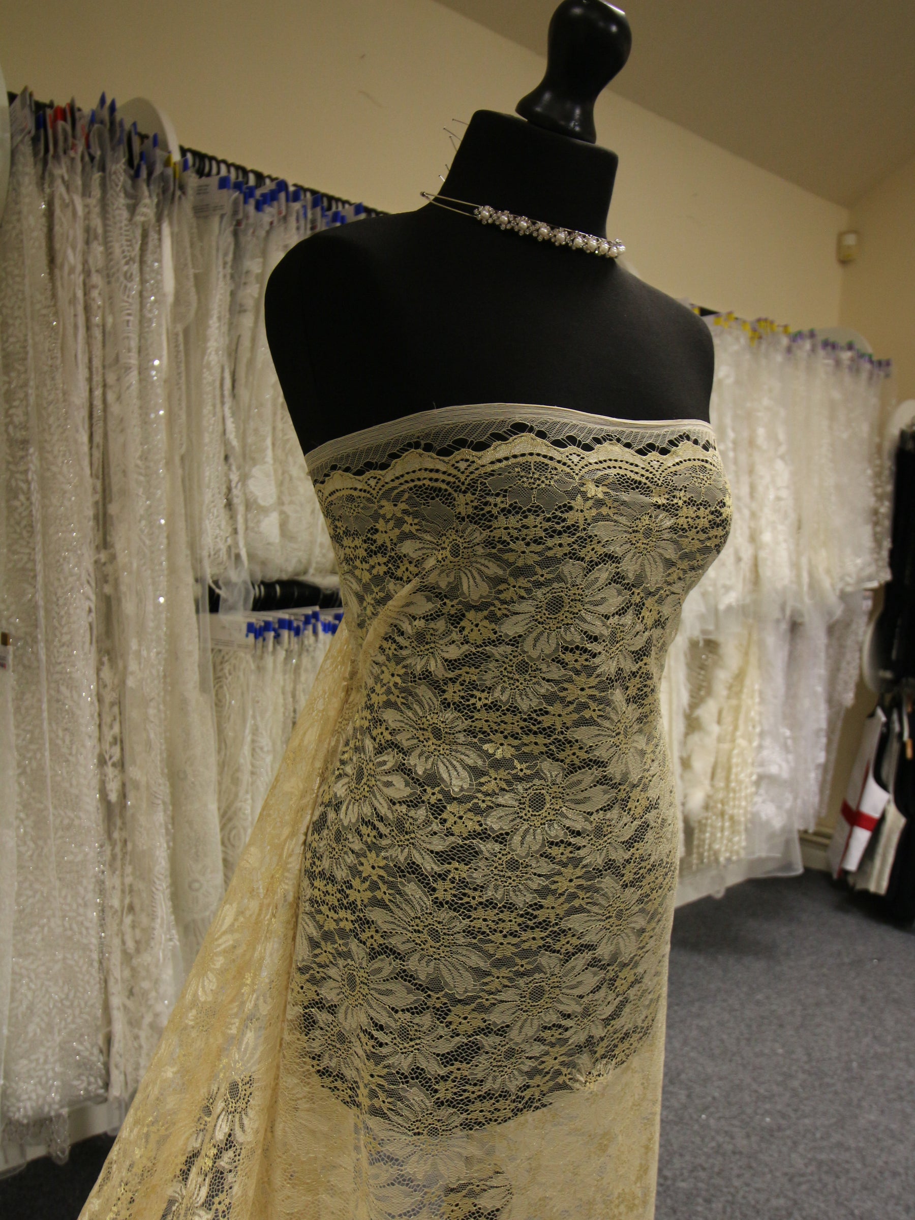 Champagne Raschel Lace - Moseley