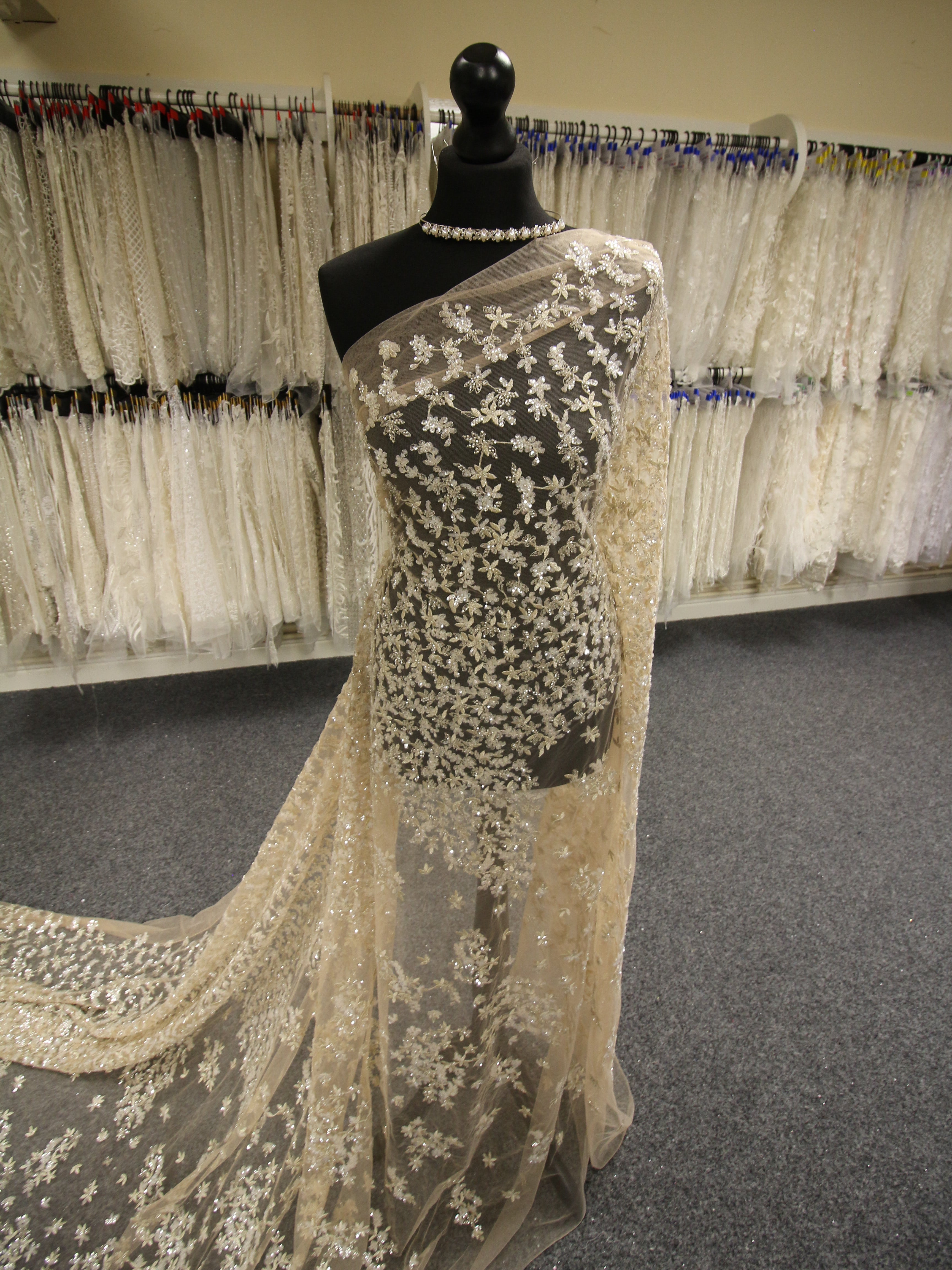 Champagne Beaded Lace - Manuella Champagne Beaded Lace - Manuella