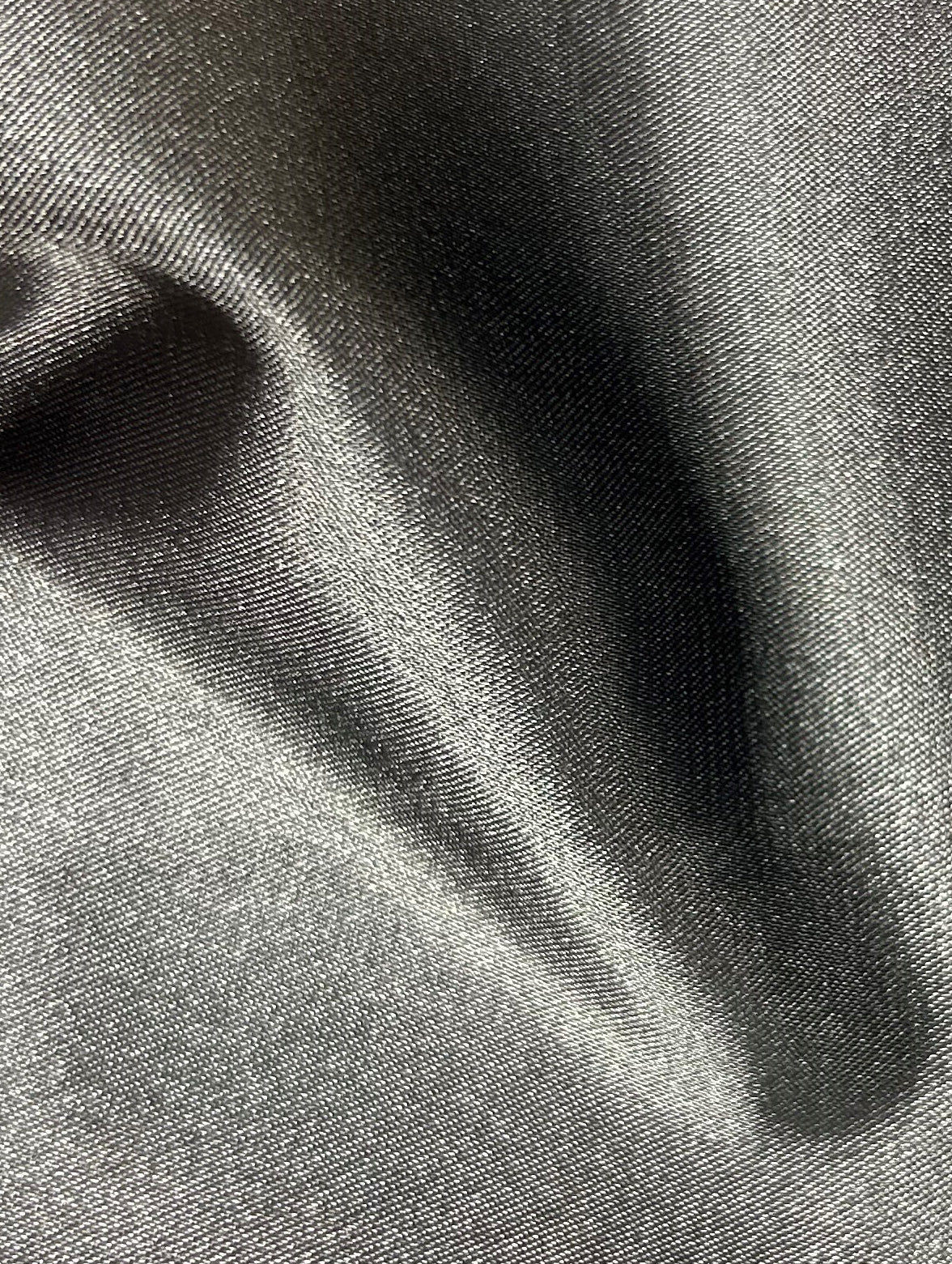 Charcoal Polyester Stretch Satin