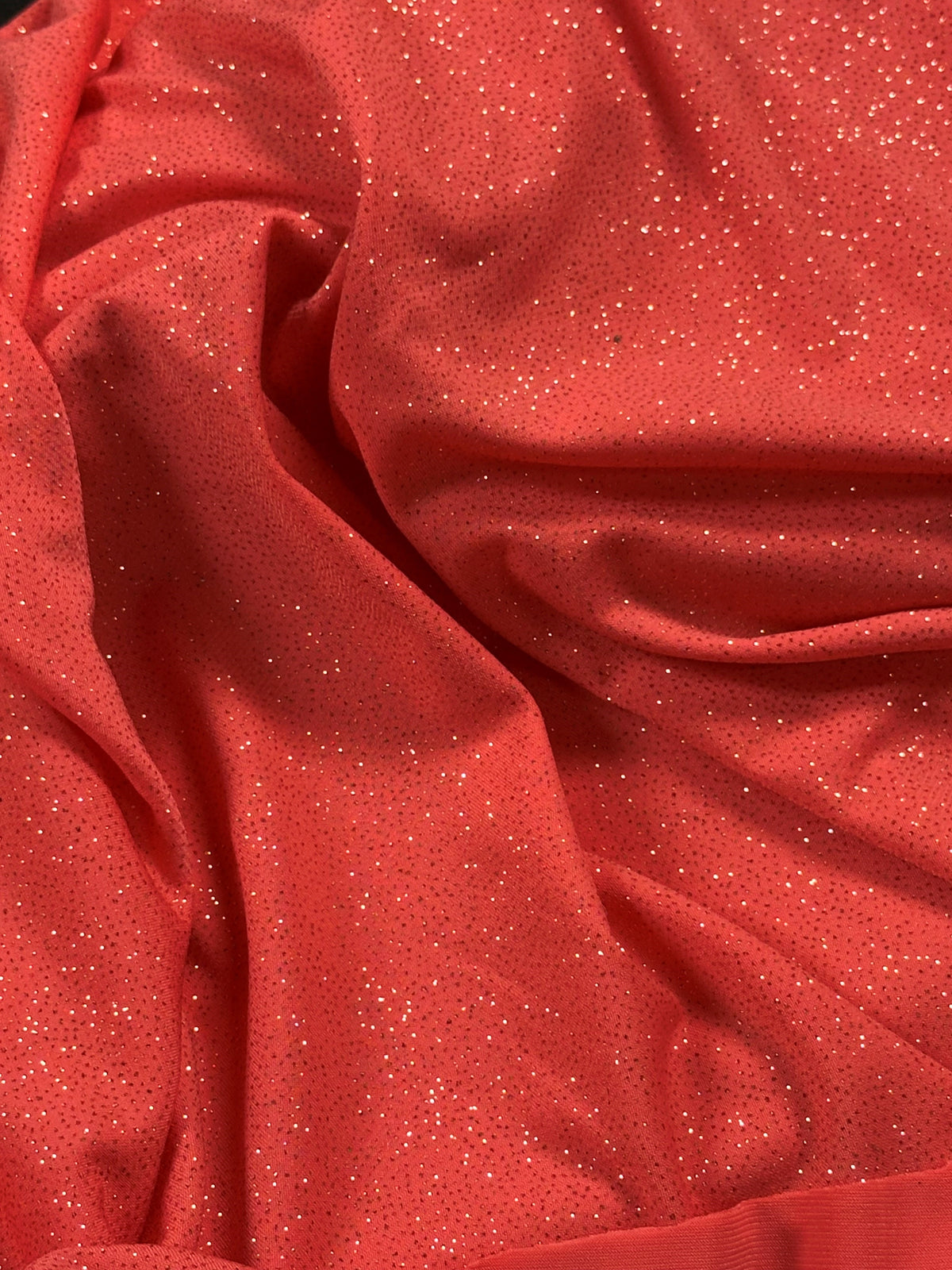 Coral Glitter Jersey Fabric - Daredevil
