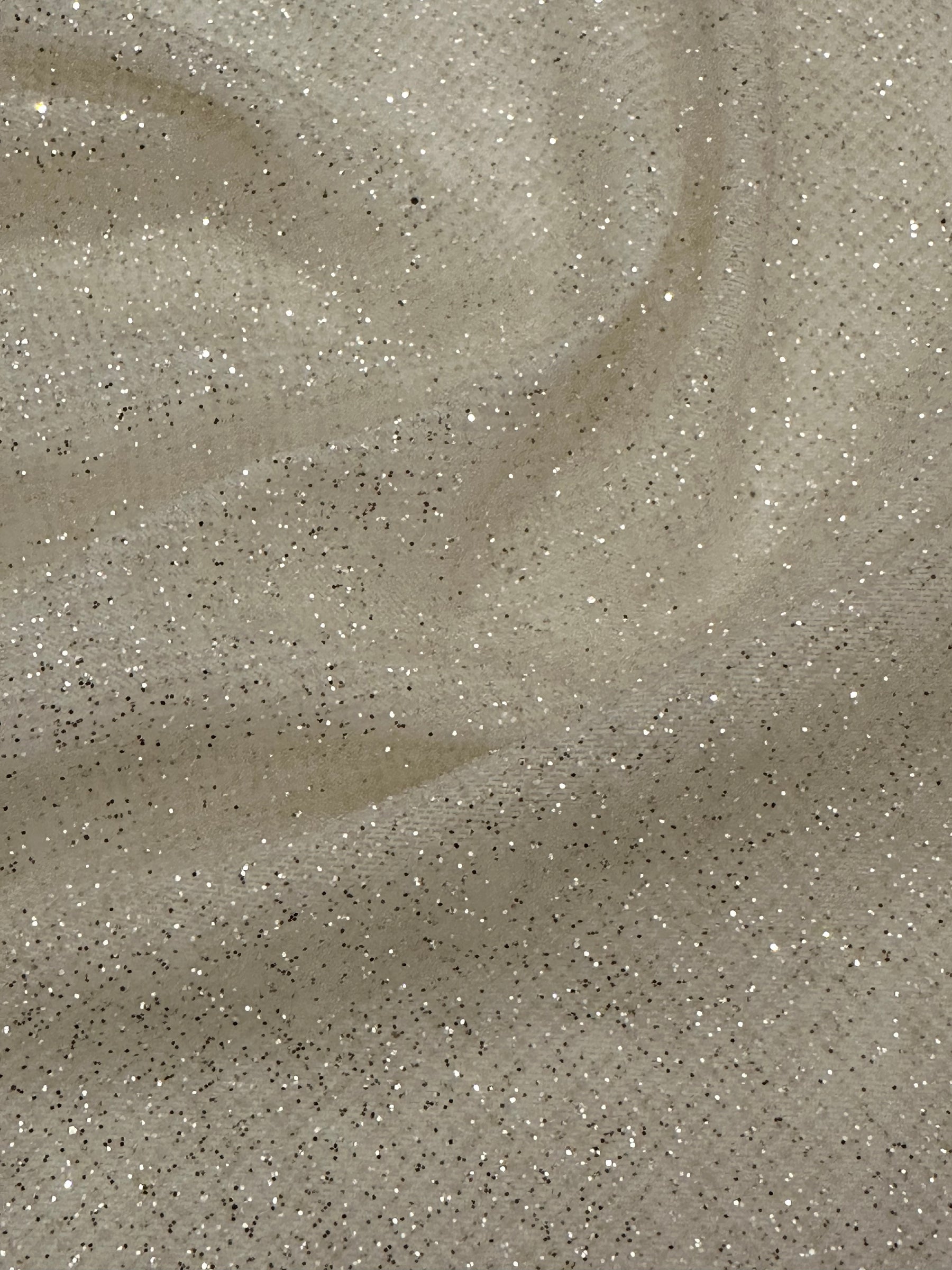 Ivory Stretch Glitter Tulle - Luxur