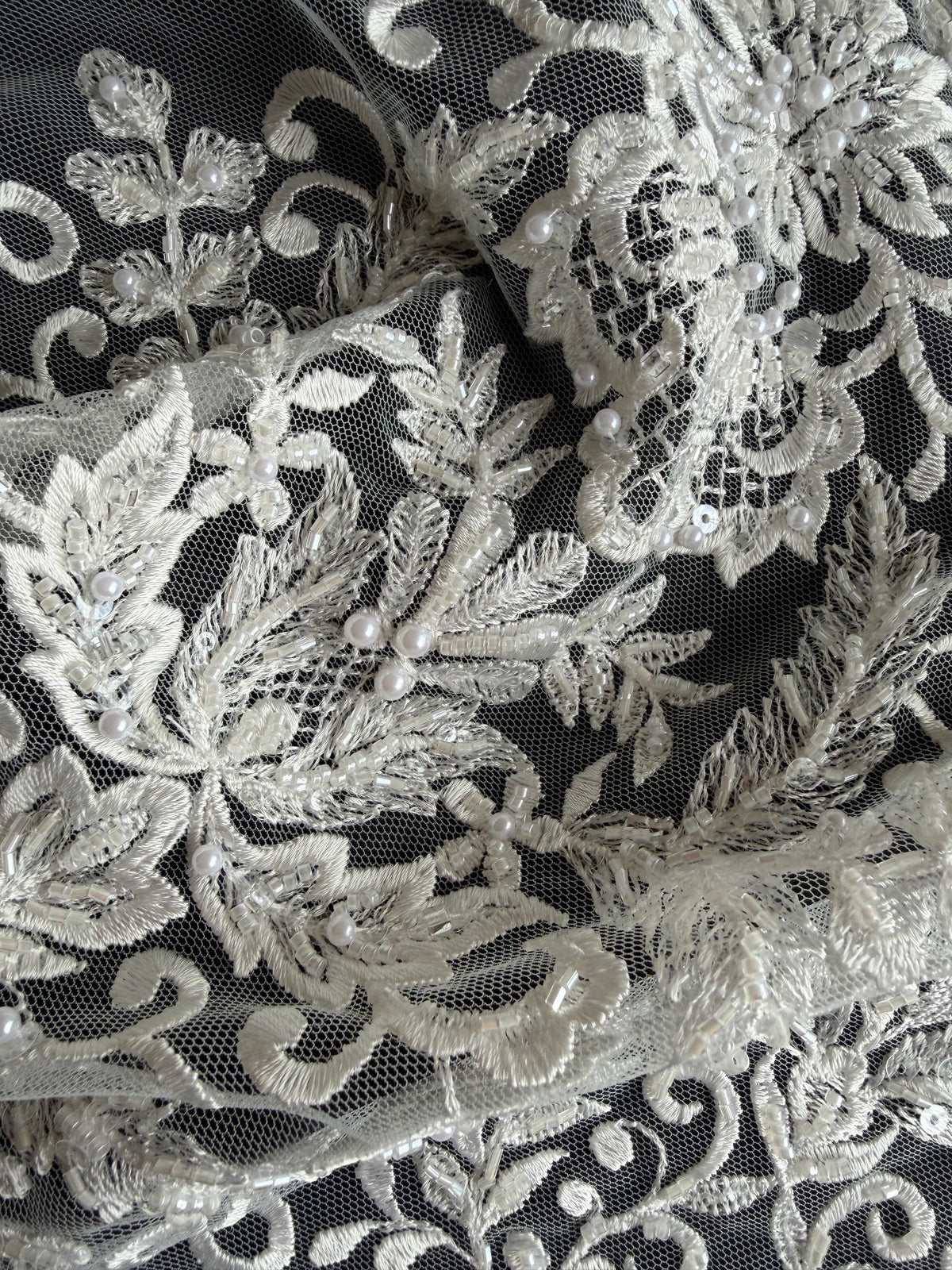 Ivory Beaded Lace - EB1031