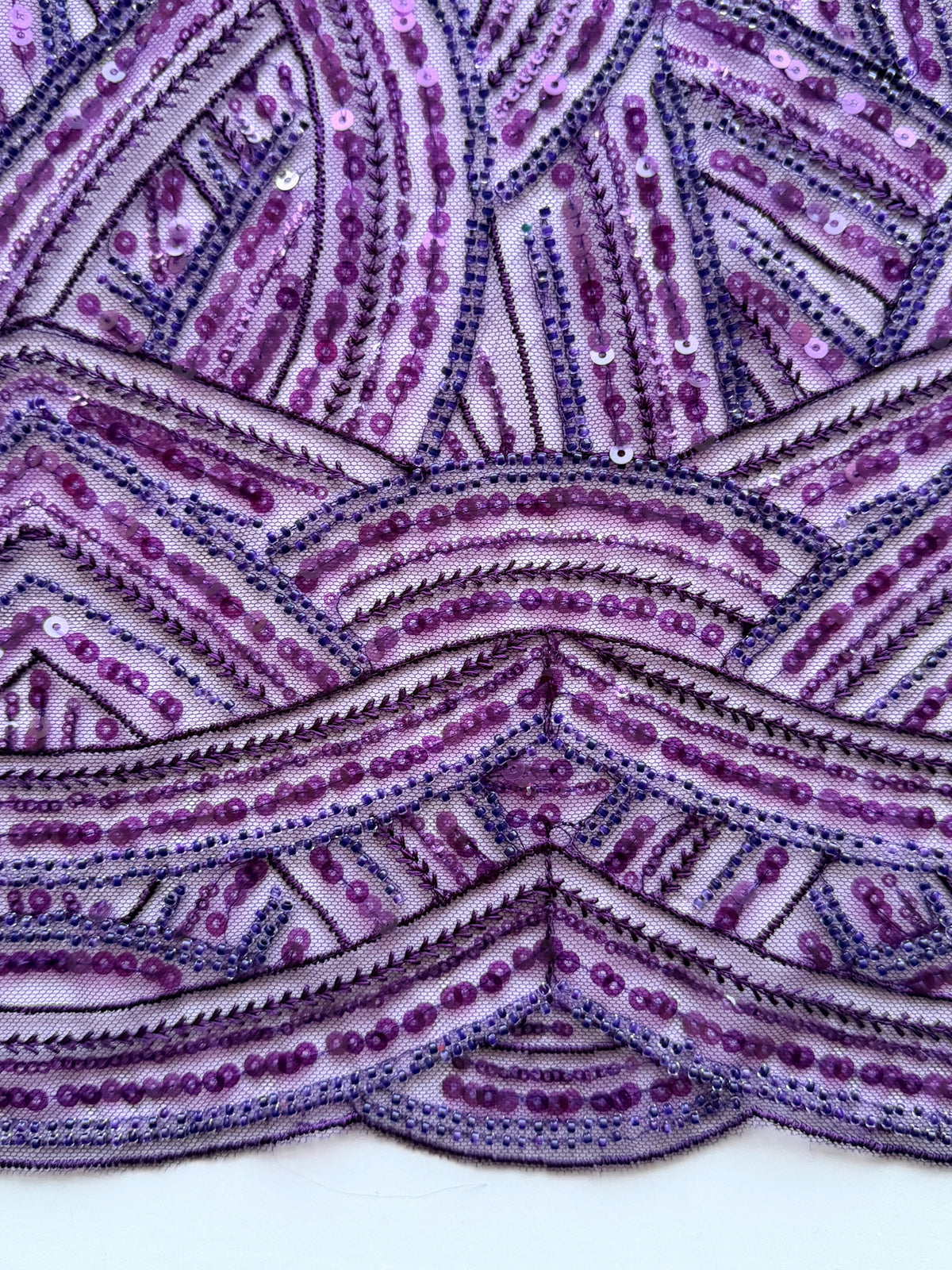 Plum Emb Beaded Tulle - EB1056