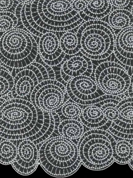 Ivory Emb Beaded Tulle - EB1060