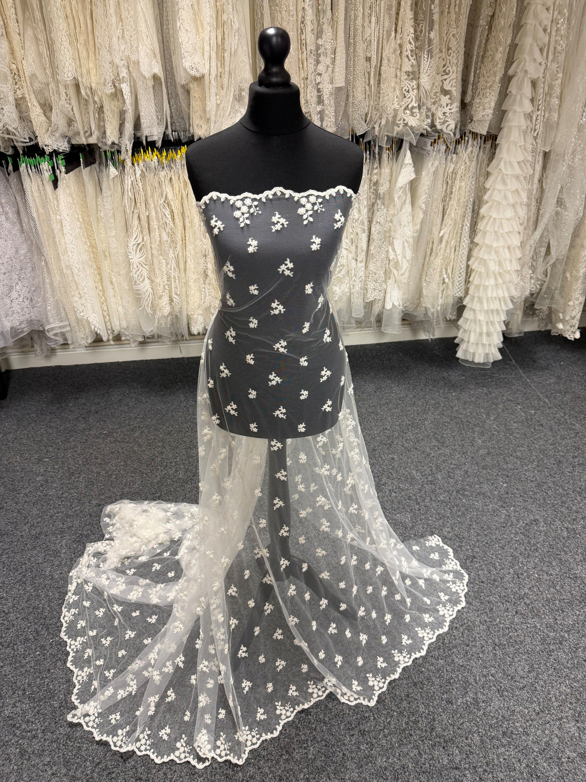 Ivory Emb Beaded Tulle - EB1067