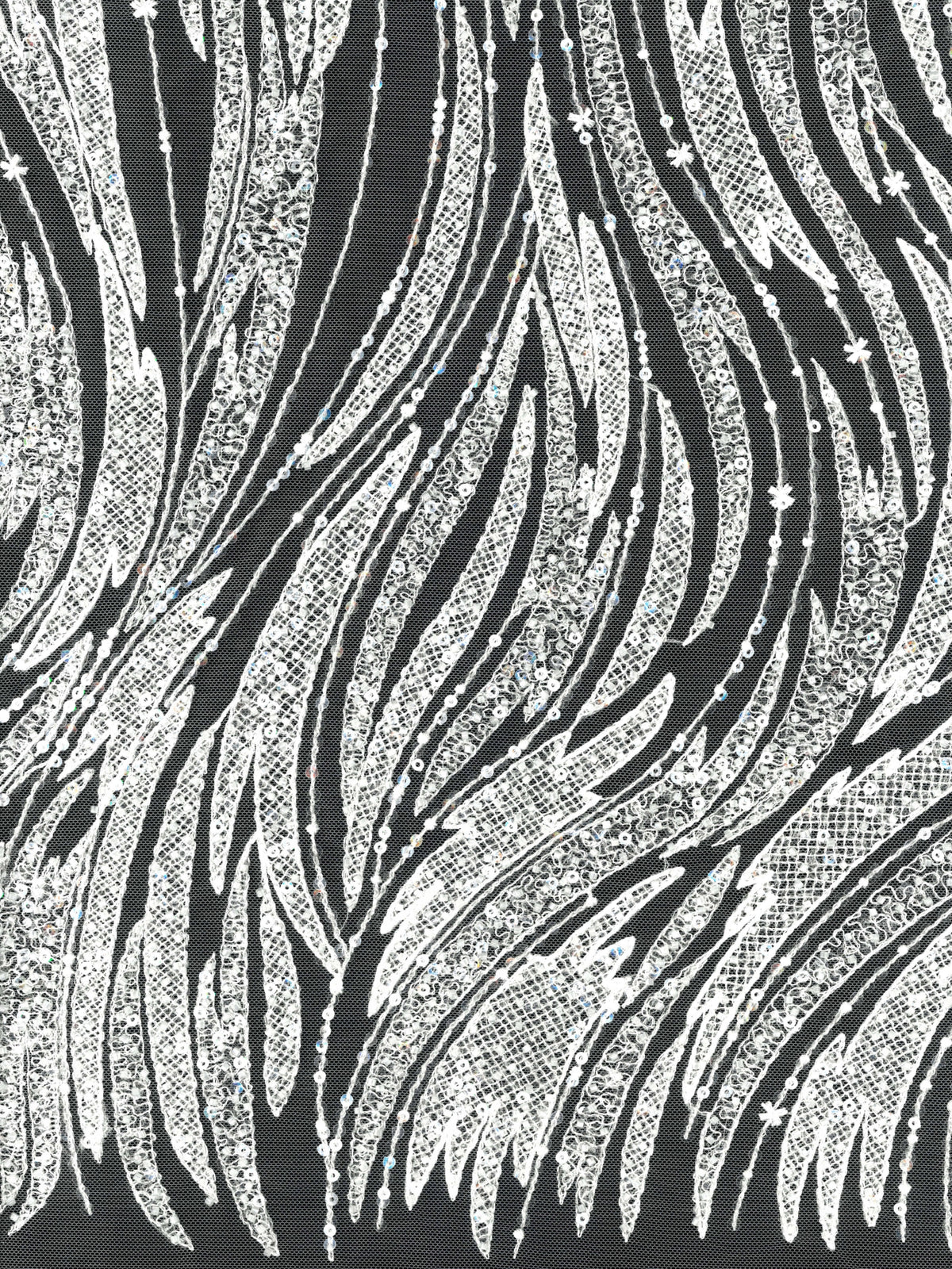 Ivory Emb Beaded Tulle - EB1068