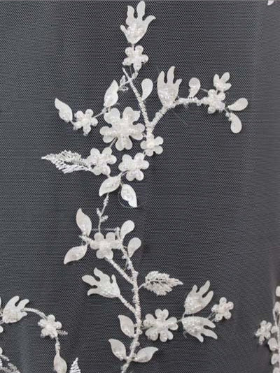 Ivory Emb Beaded Tulle - EB1073