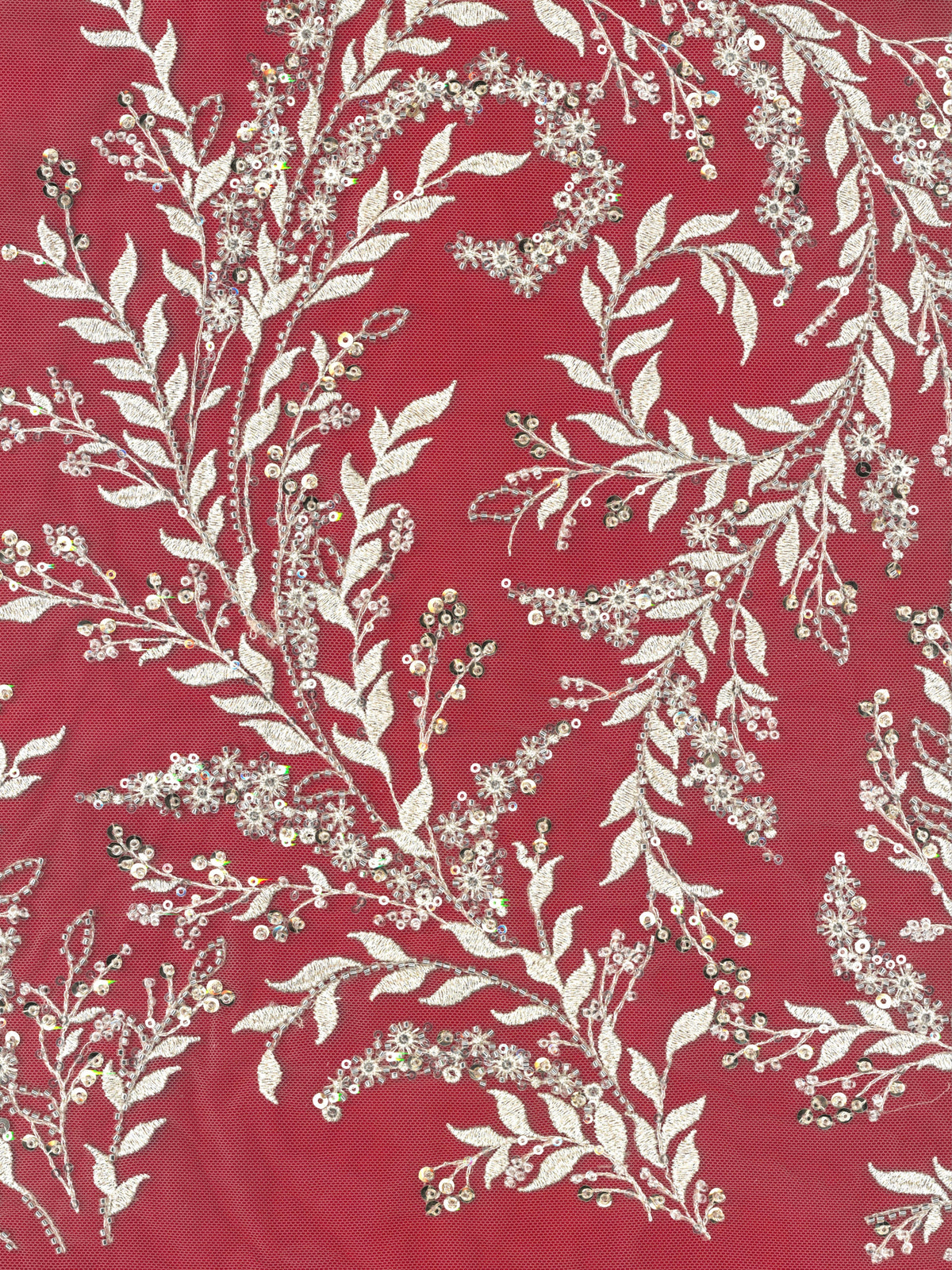 Skin/Gold Emb Beaded Tulle - EB1086