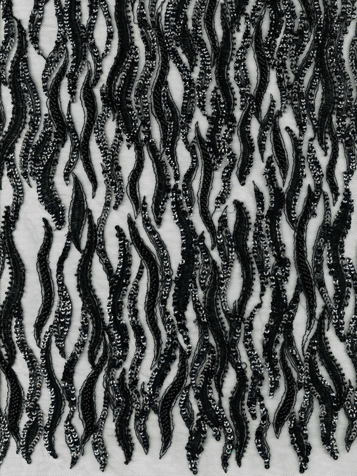 Black Emb Beaded Tulle - EB1089