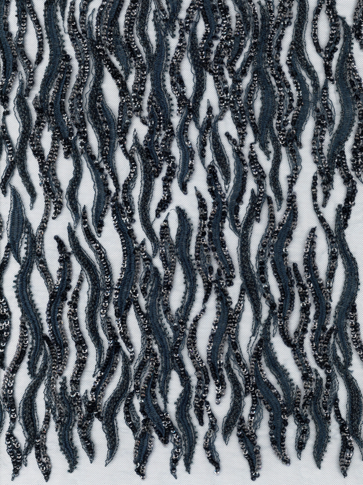 New Navy Emb Beaded Tulle - EB1089