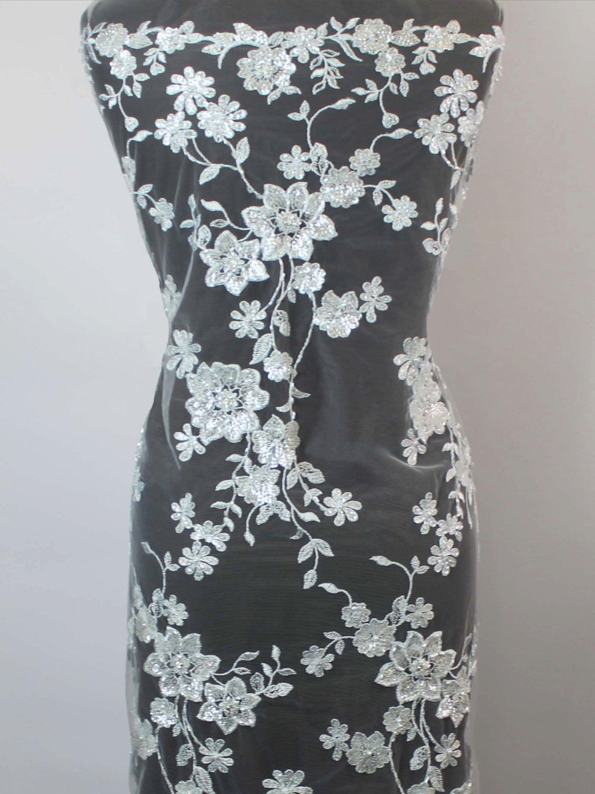 Baby Blue Emb Beaded Tulle - EB1090