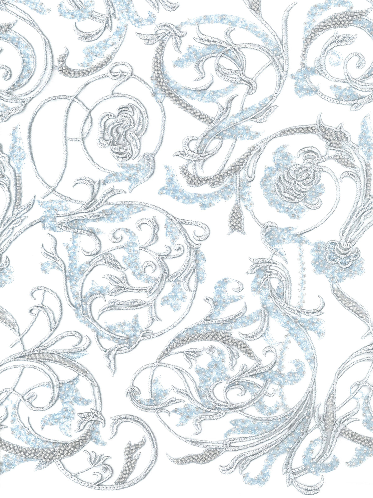 Limestone Emb Beaded Tulle - EB1091